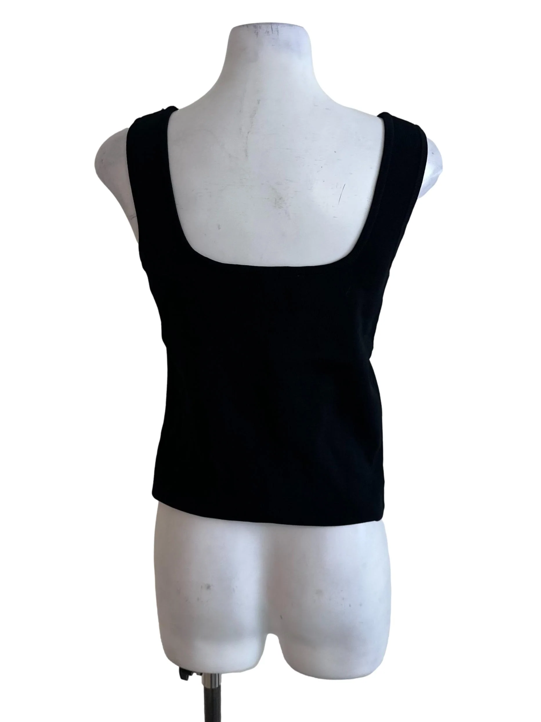 Rich Black Square Neck Knit Top - Image 2