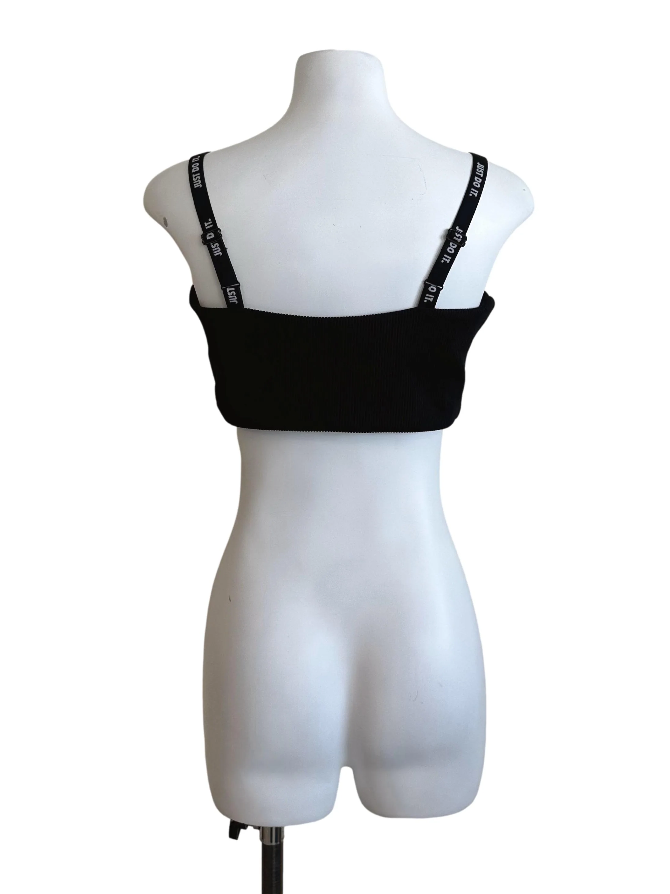 Rich Black Square Neck Textured Crop Fitted Top - Image 2