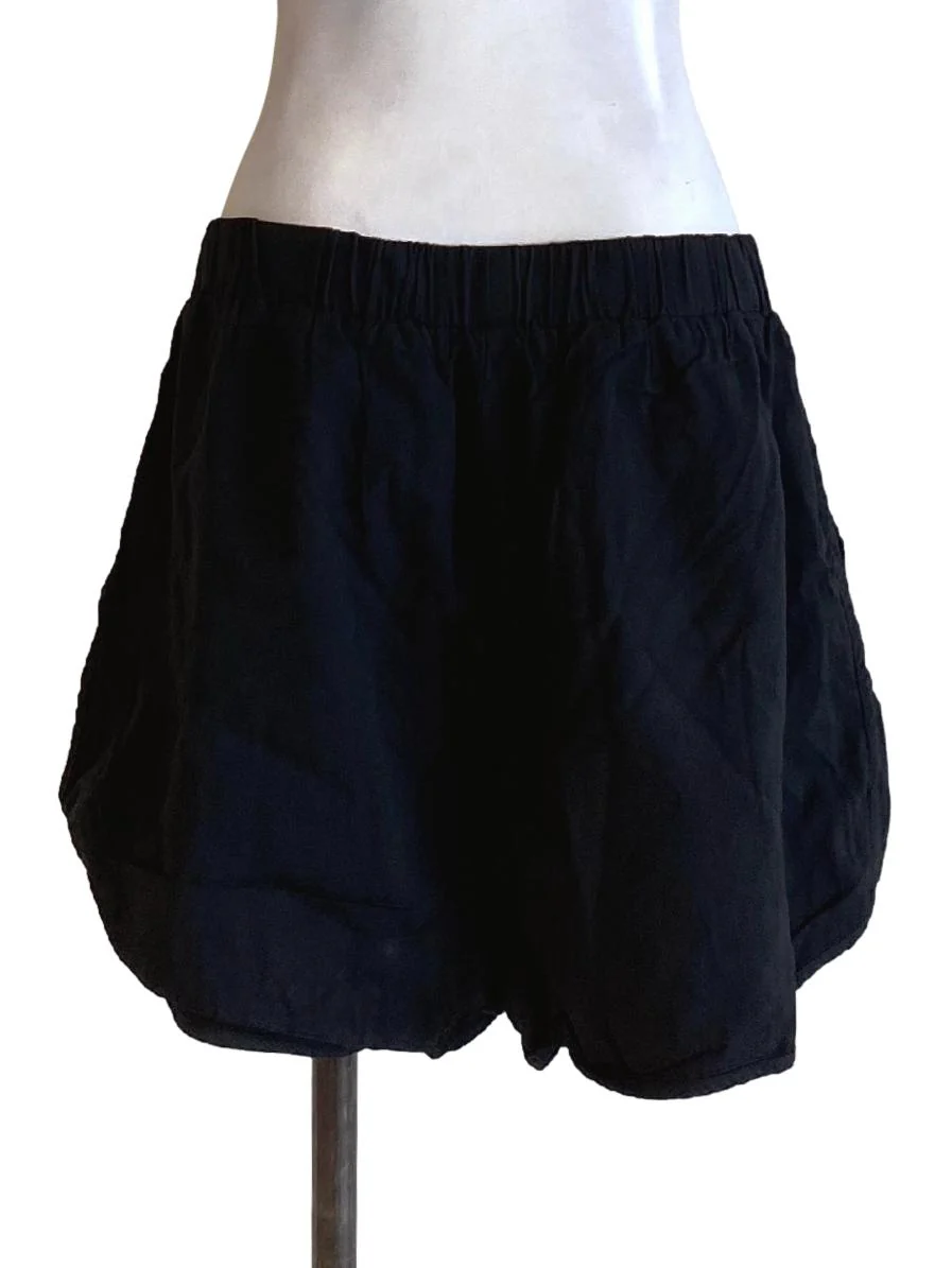 Rich Black Stretchy Waist Regular Track Shorts - Image 2