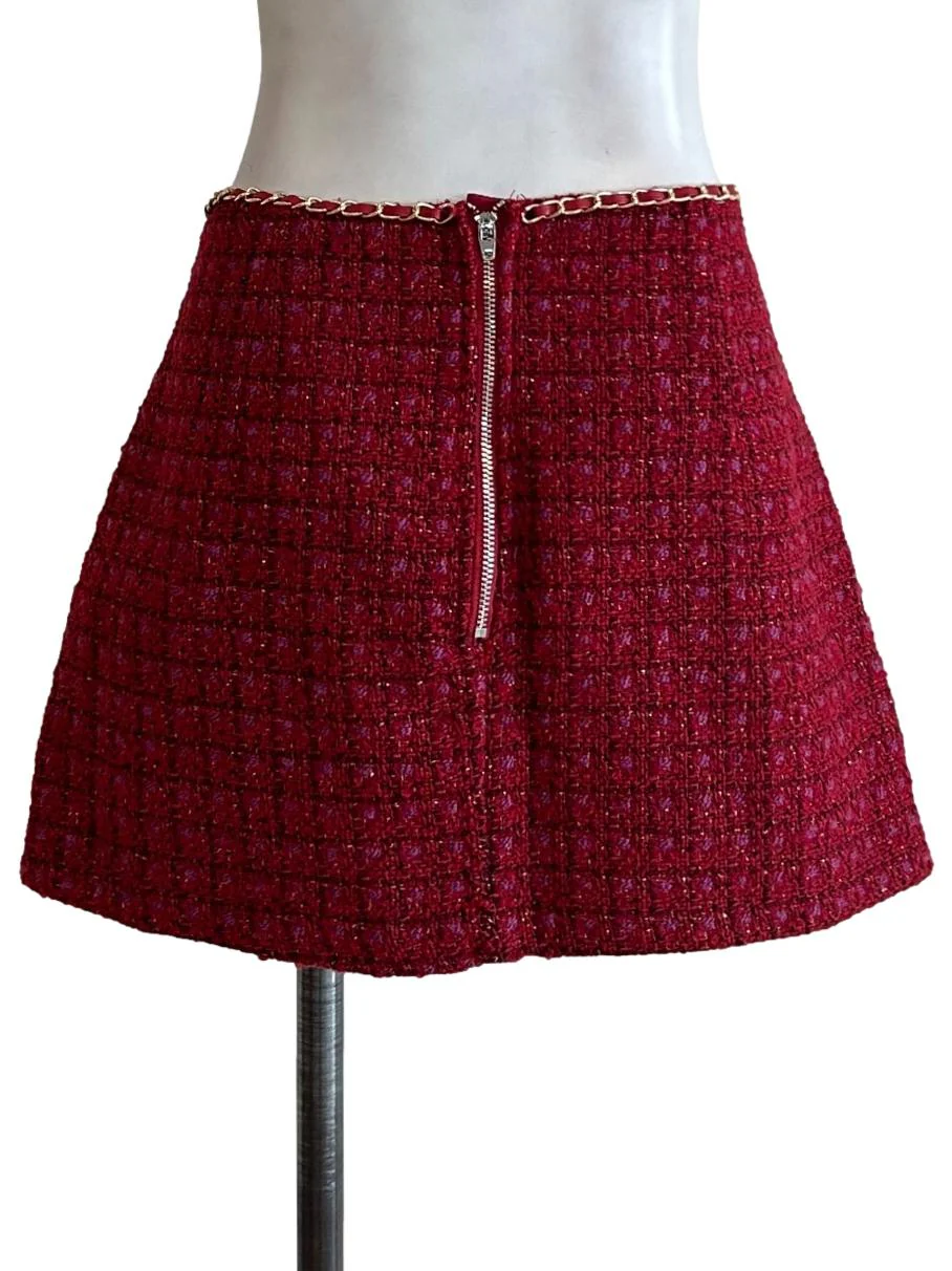 Rich Red And Purple Tweed Skirt - Image 2