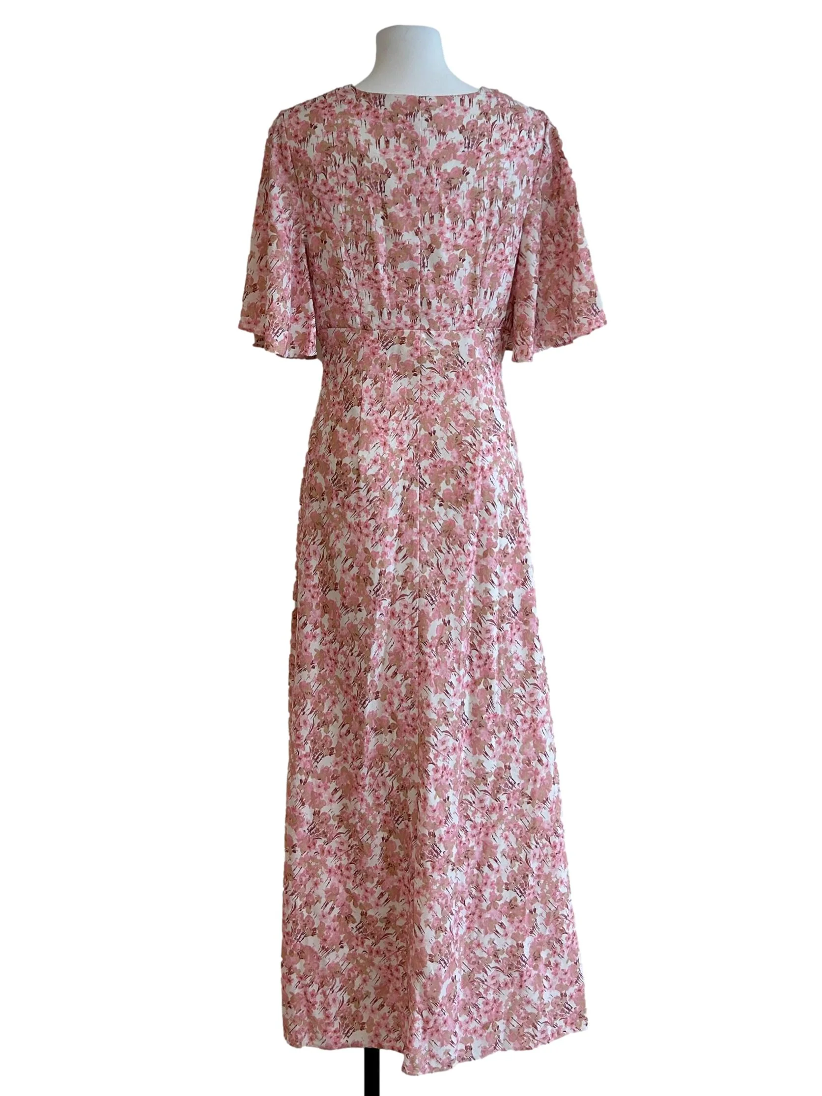 Rose Pink Floral V-Neck Dress - Image 2
