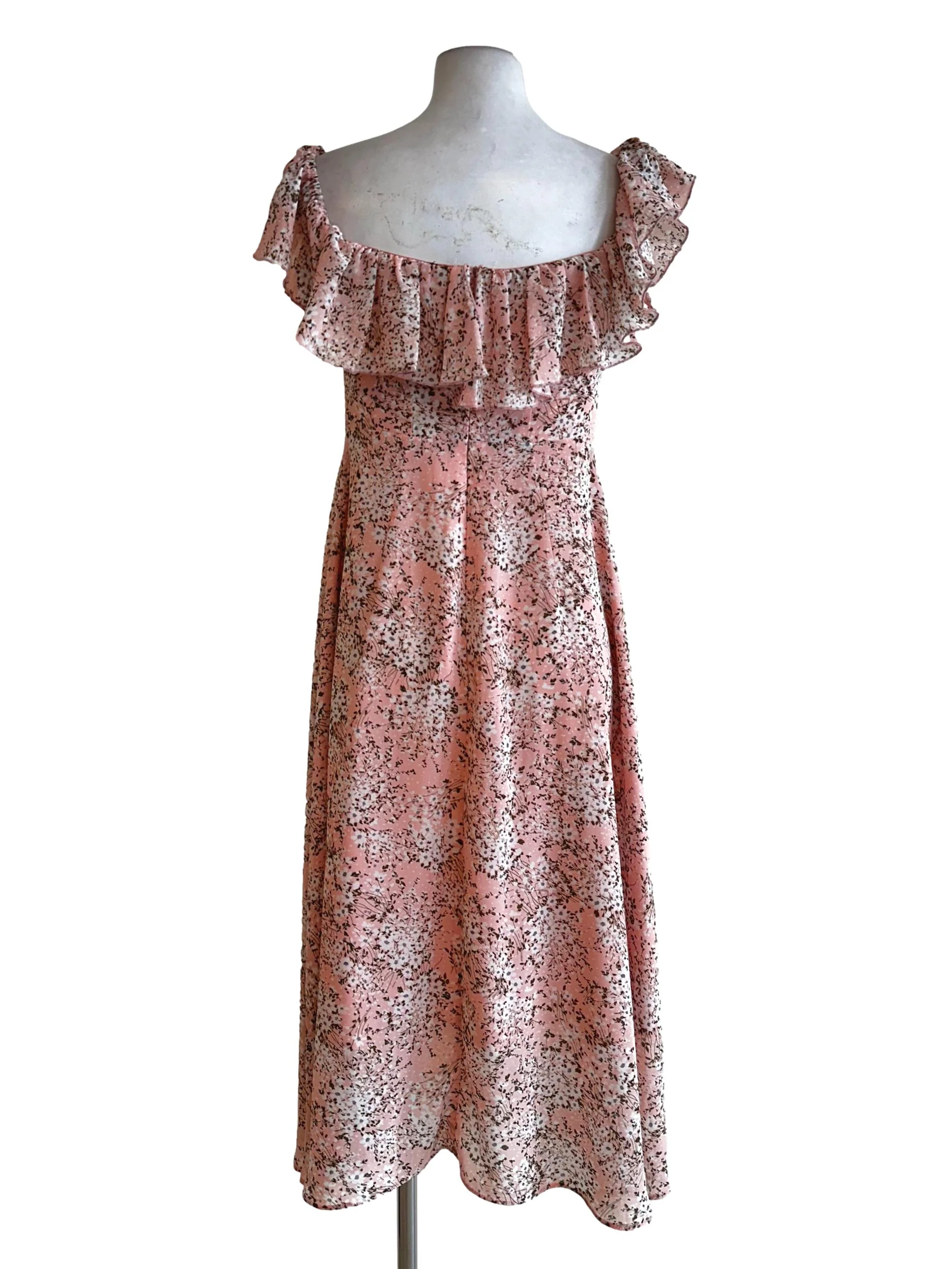 Rose Pink Flower Pattern Dress - Image 2