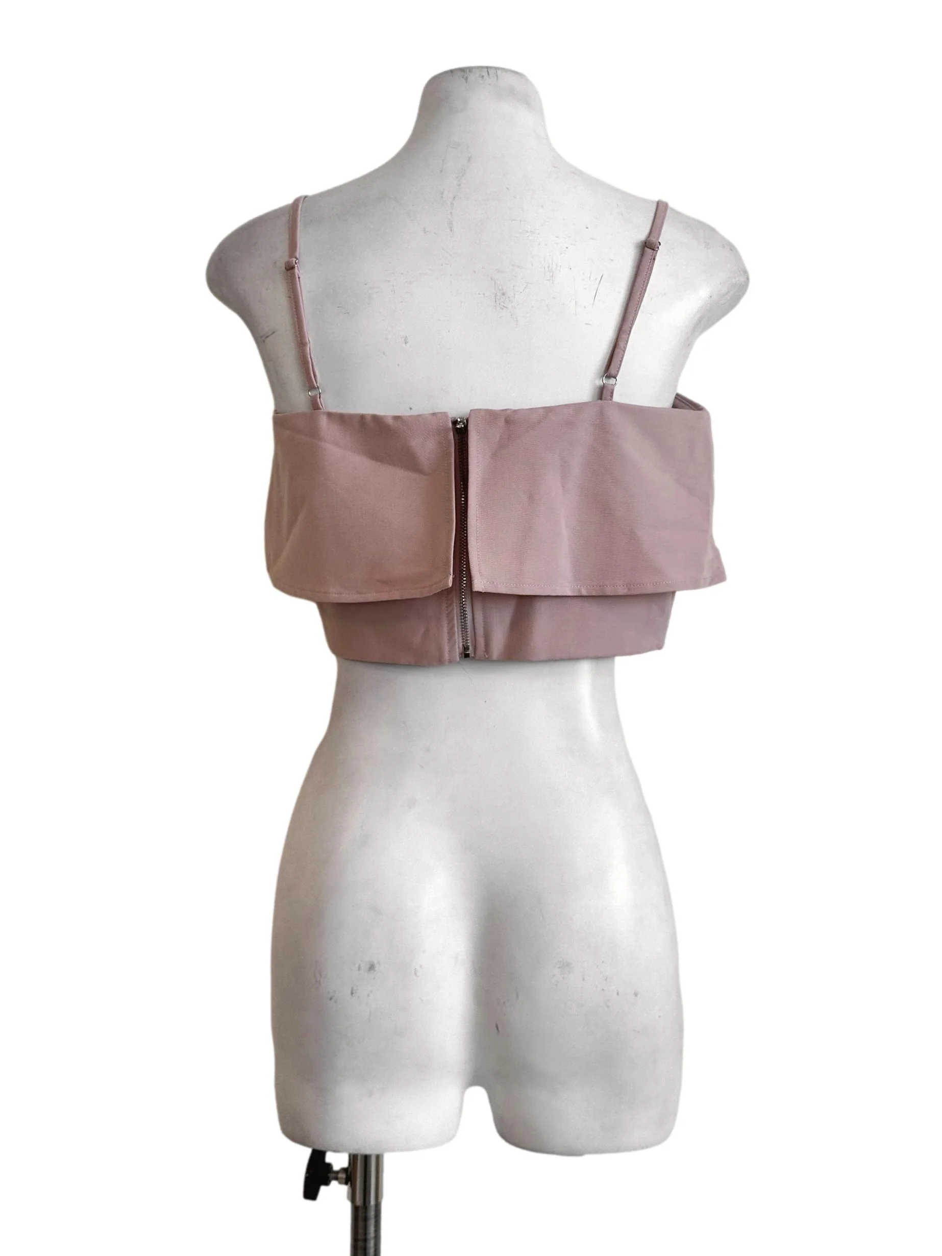 Rose Pink Padded Sleeveless Crop Top - Image 2