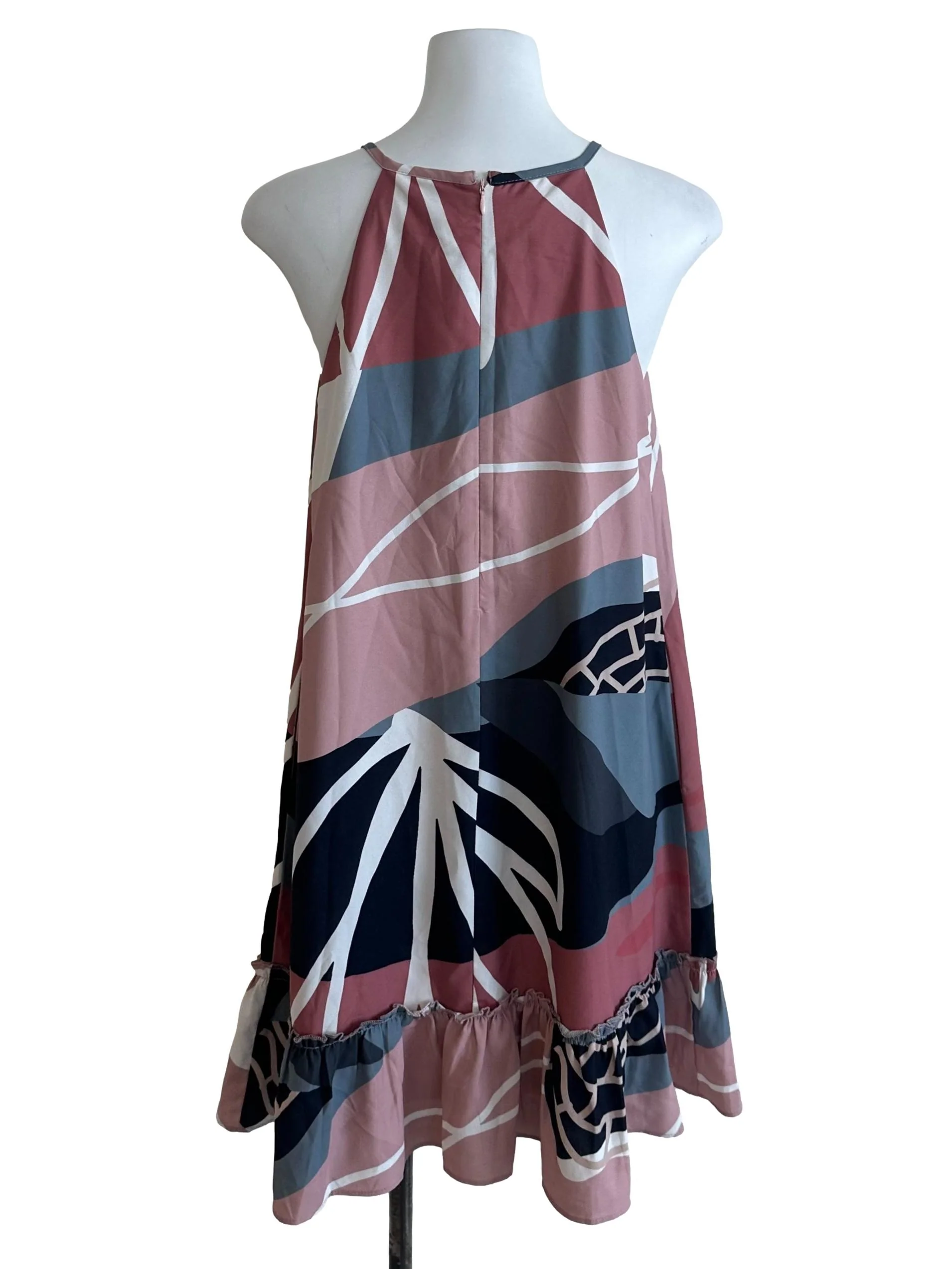 Rose Pink Pattern Ruffle Shift Dress - Image 2