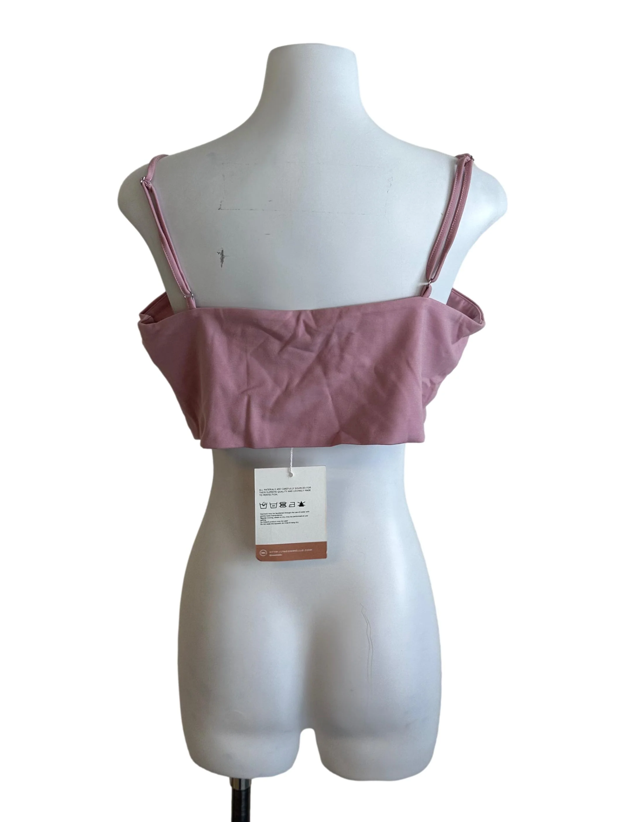 Rose Pink Spaghetti Strap Crop Top - Image 2