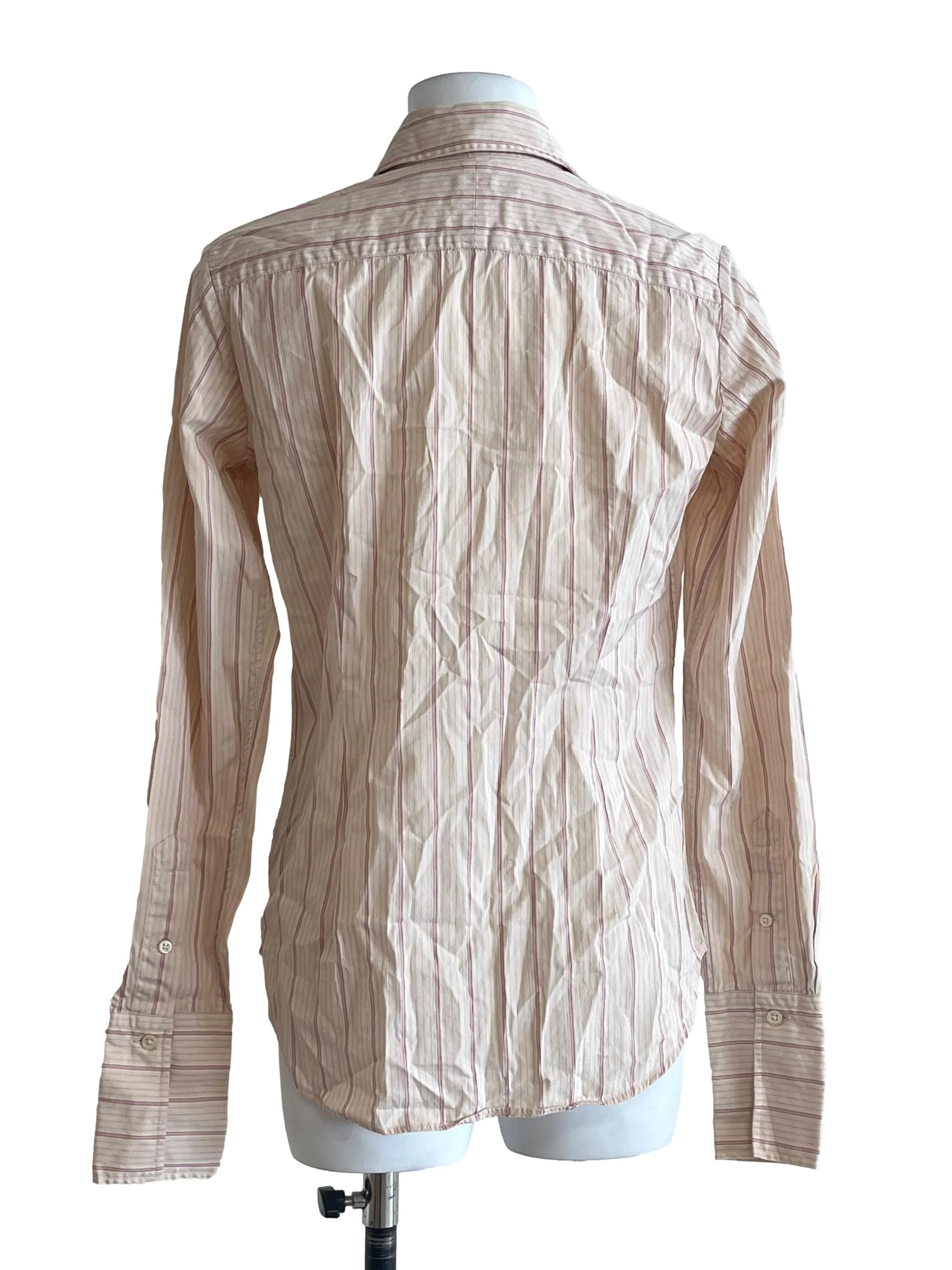 Rose Pink Stripe Long Sleeve Blouse - Image 2