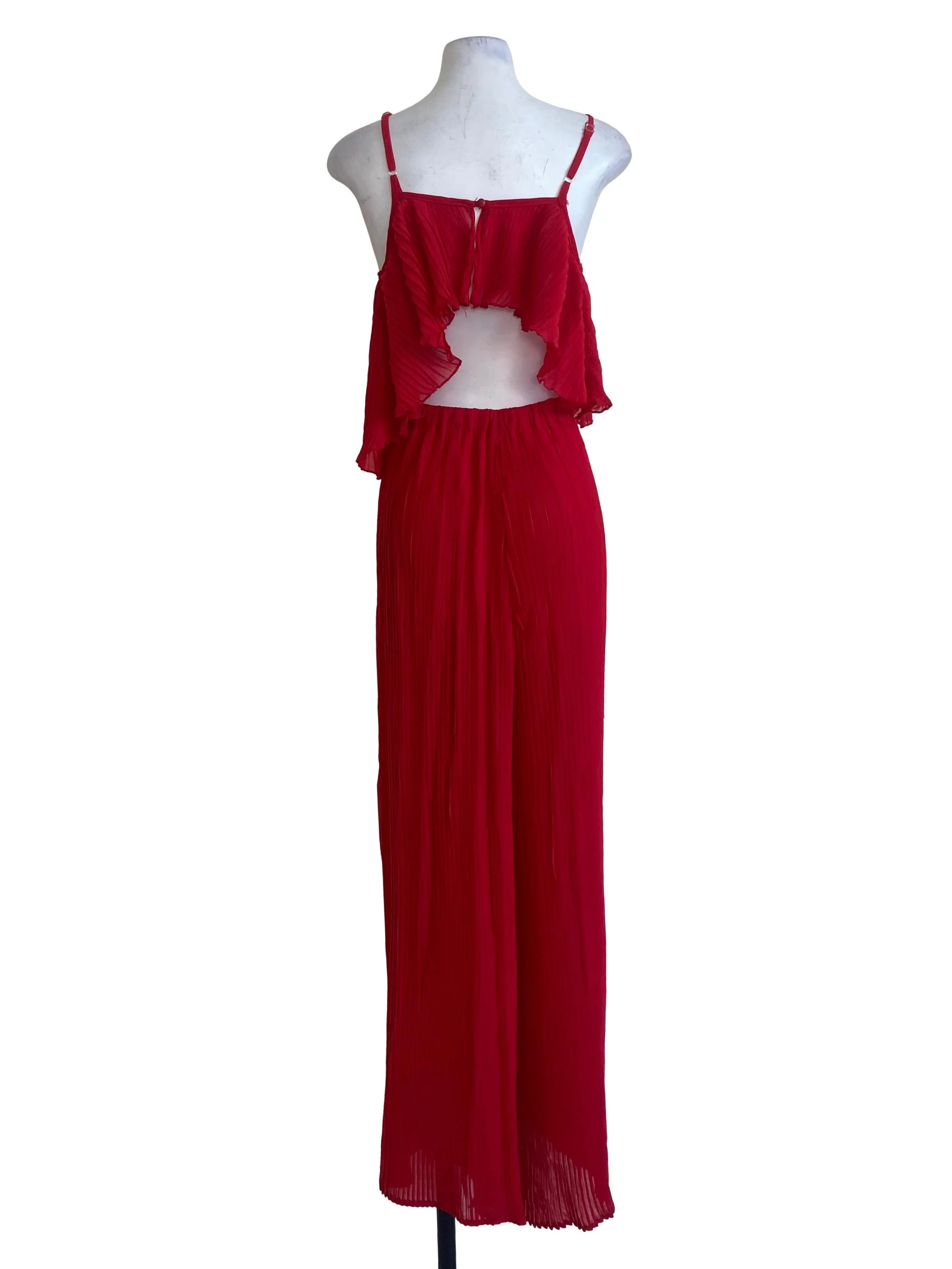 Rose Red Pleated Sleeveless Jumpsuit - Image 2