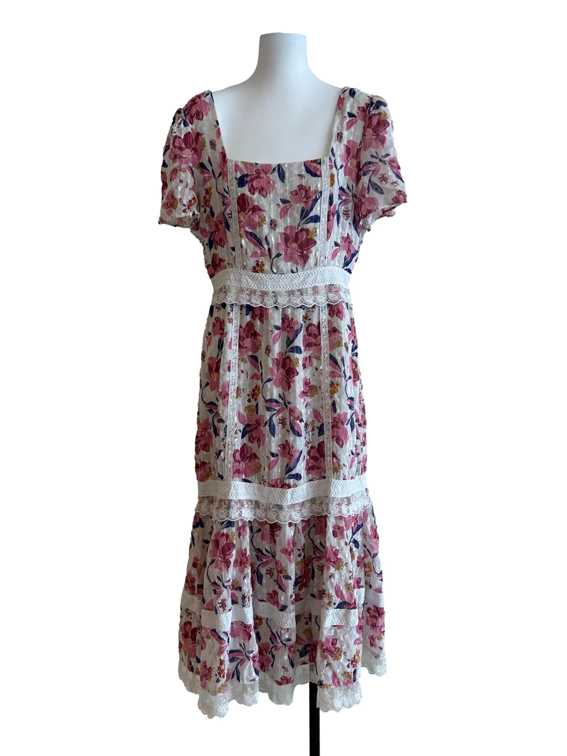 Rouge Pink Floral Tiered Dress