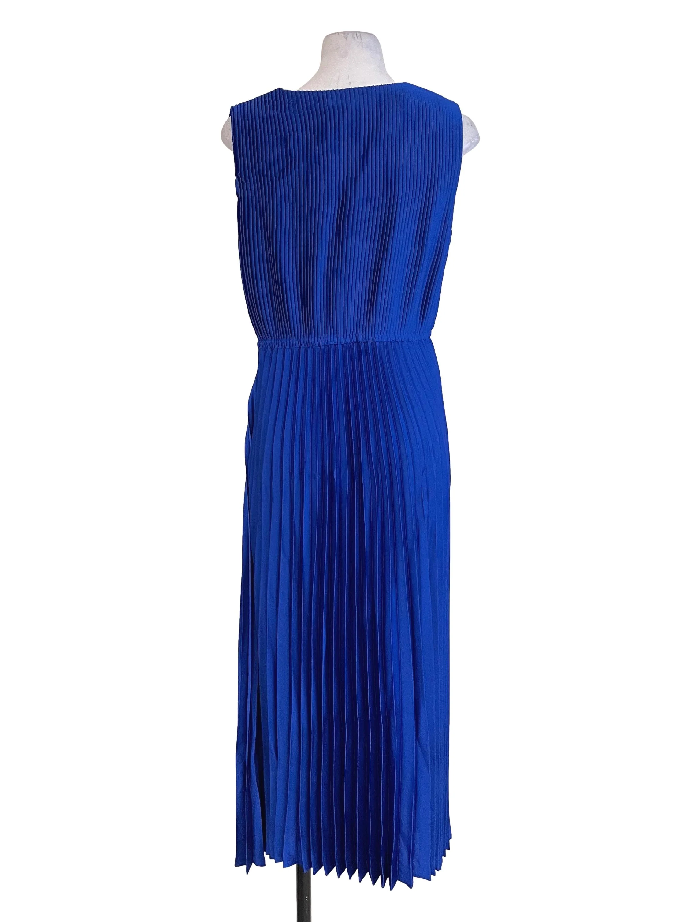 Royal Blue Accordion Satin Dress - Image 2