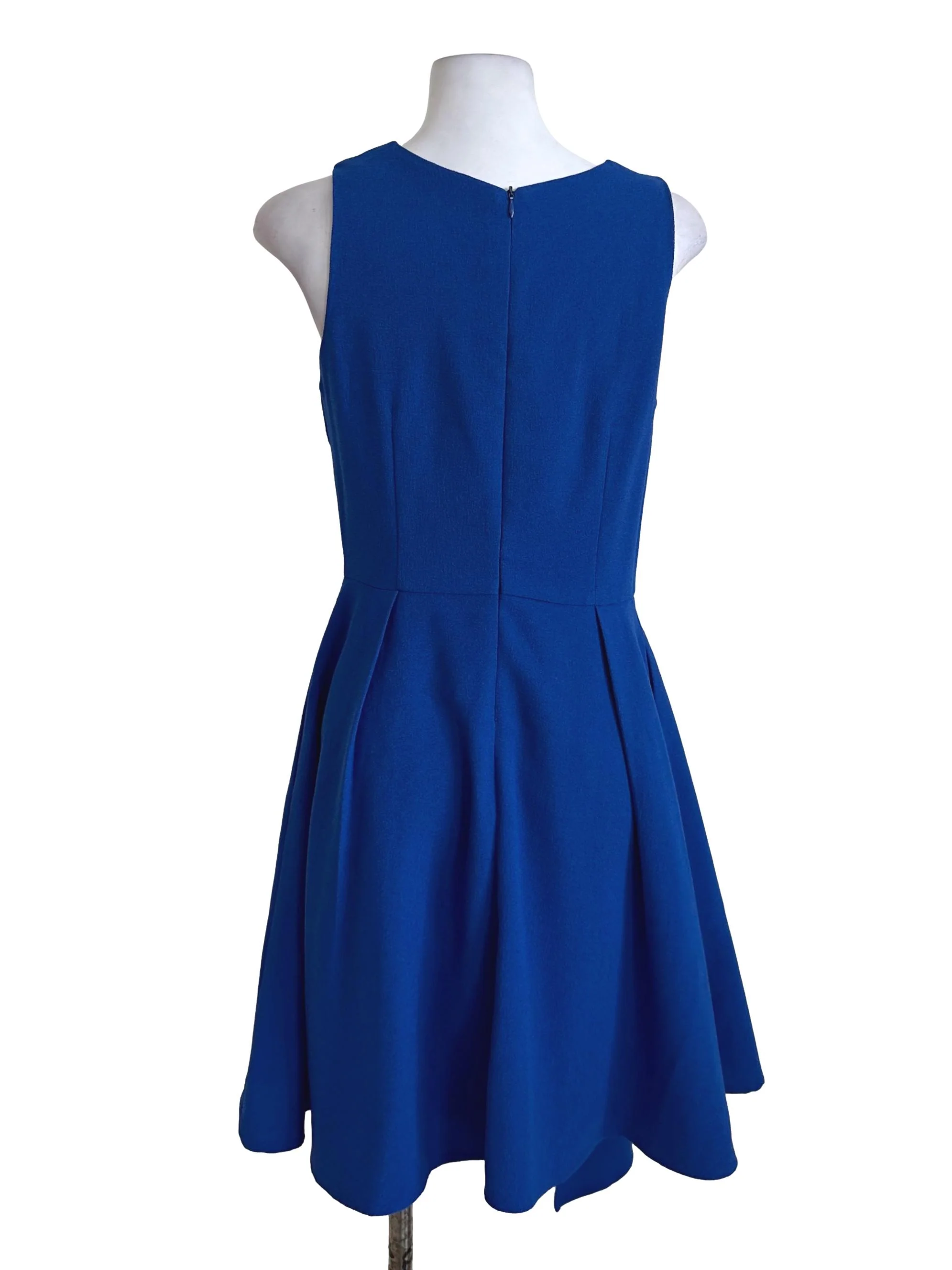 Royal Blue Box Pleated A Line Dress - Image 2