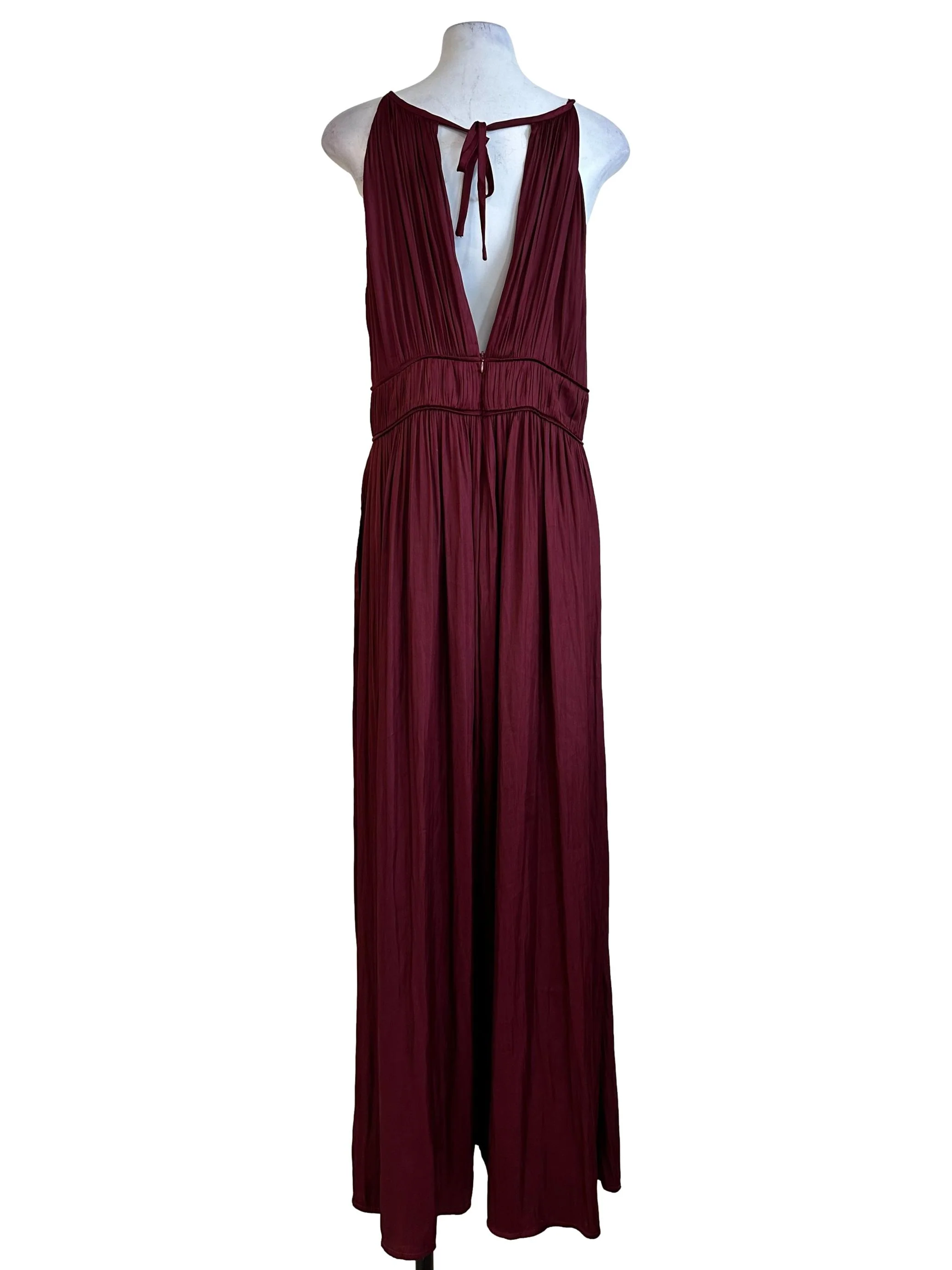 Ruby Red Satin Sleeveless Jumpsuit - Image 2