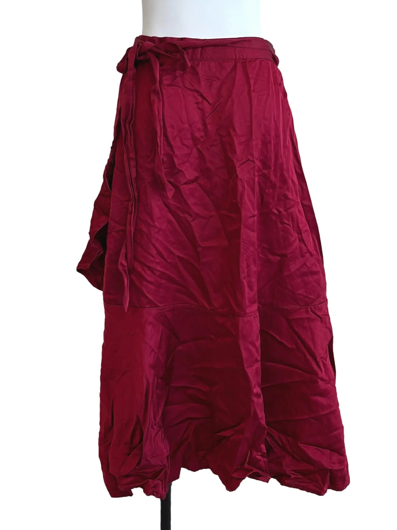 Ruby Red Satin Wrap Skirt - Image 2