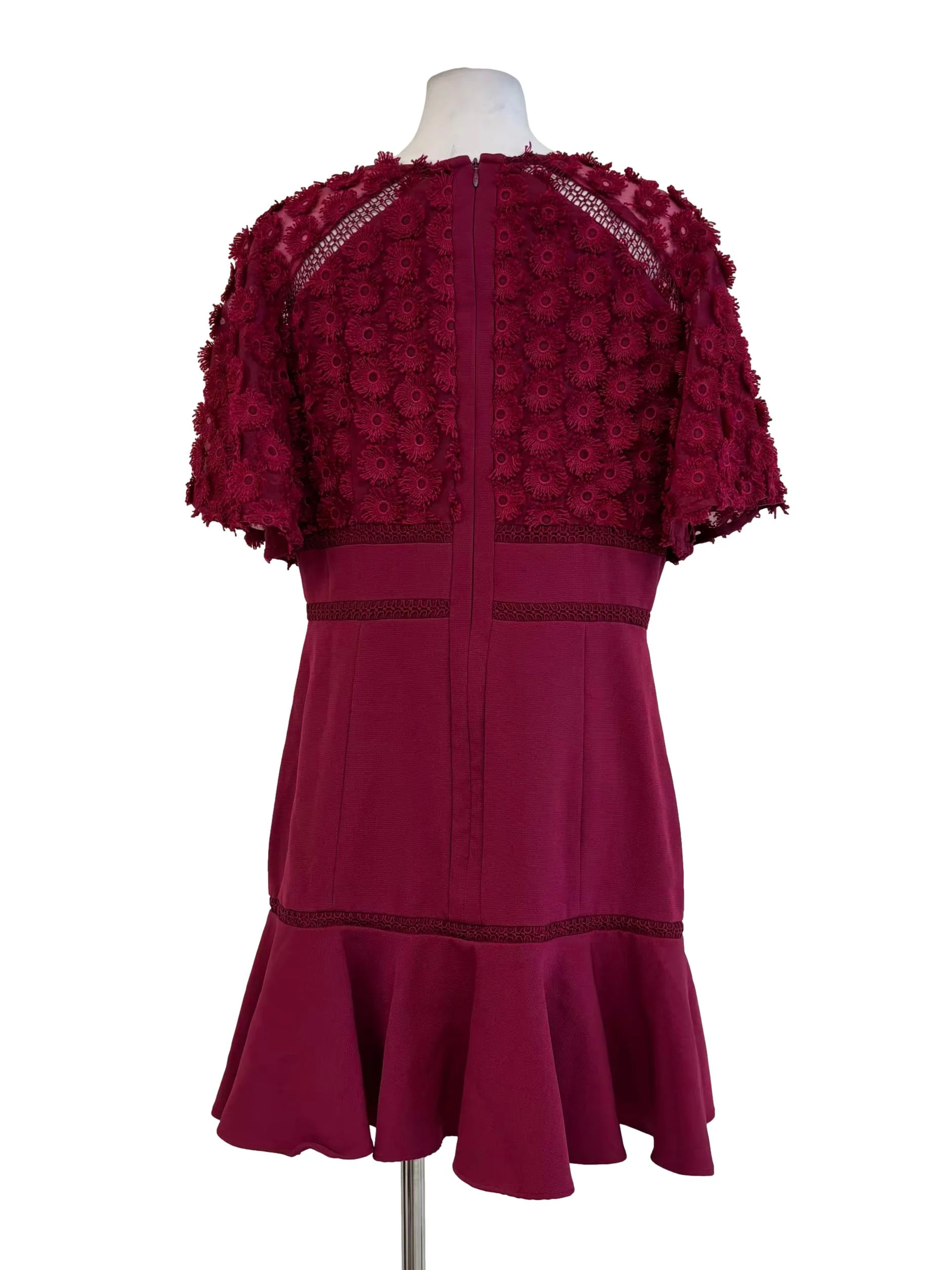 Ruby Red Short Sleeve Textured Dress - Image 2