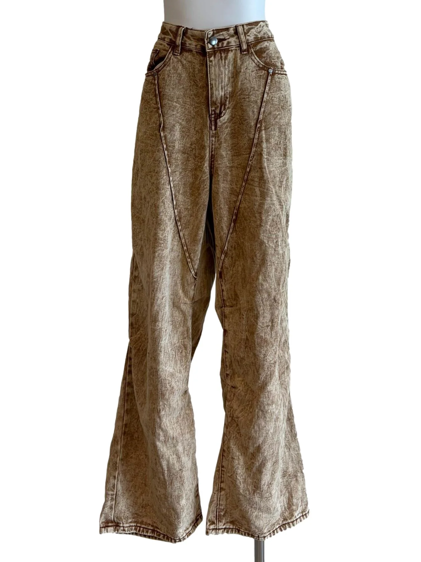 Rust Brown Washed Patterned Jeans