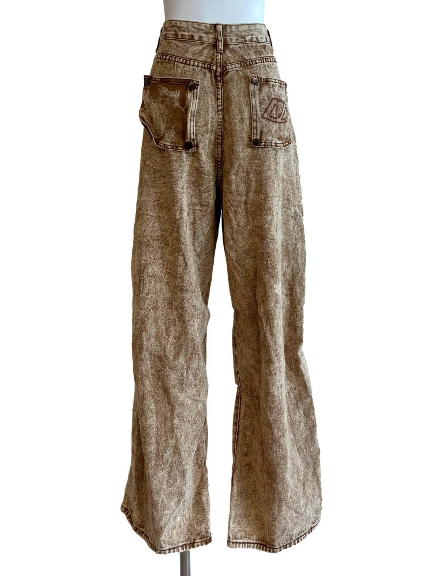 Rust Brown Washed Patterned Jeans - Image 2
