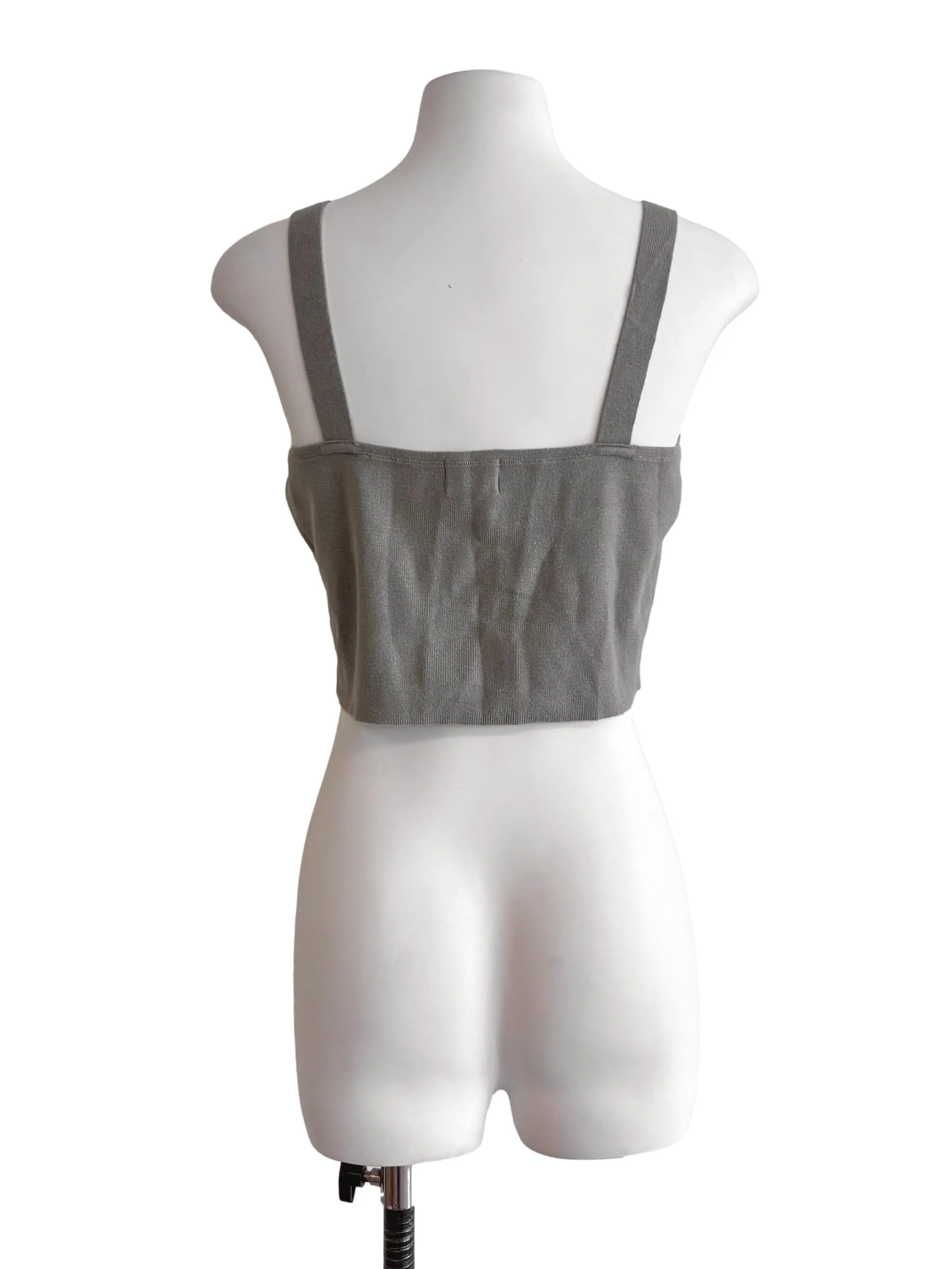 Sage Green Cropped Knit Tank Top TCL - Image 2