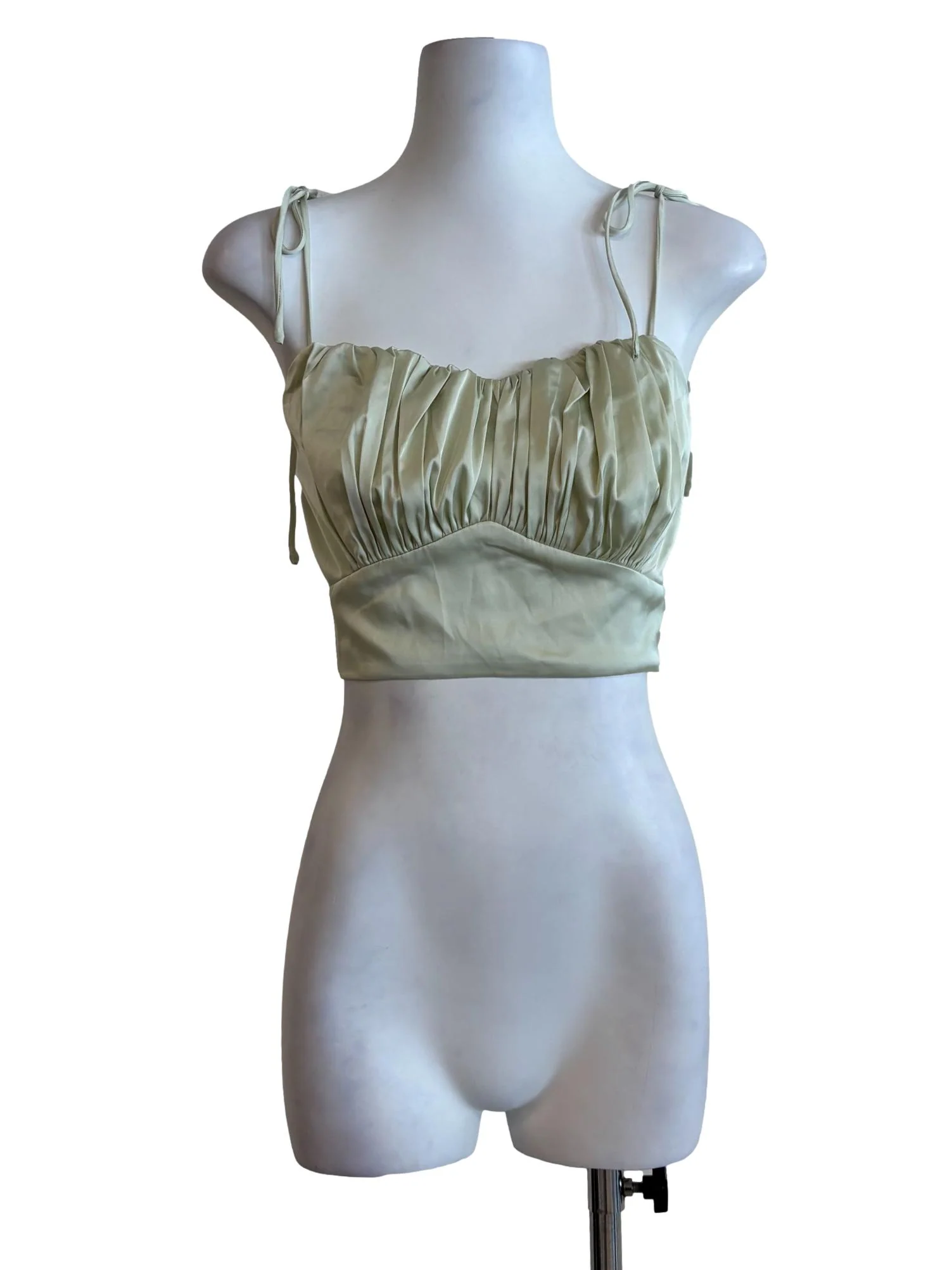 Sage Green Satin Ribbon Strap Top