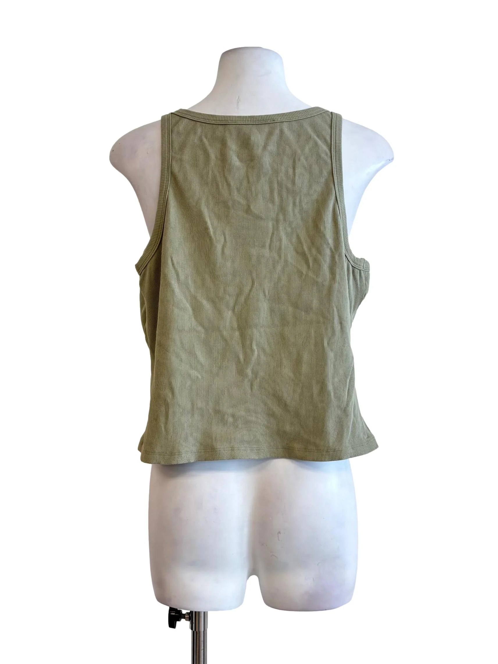 Sage Green Scoop Ribbed Tank Top - Image 2