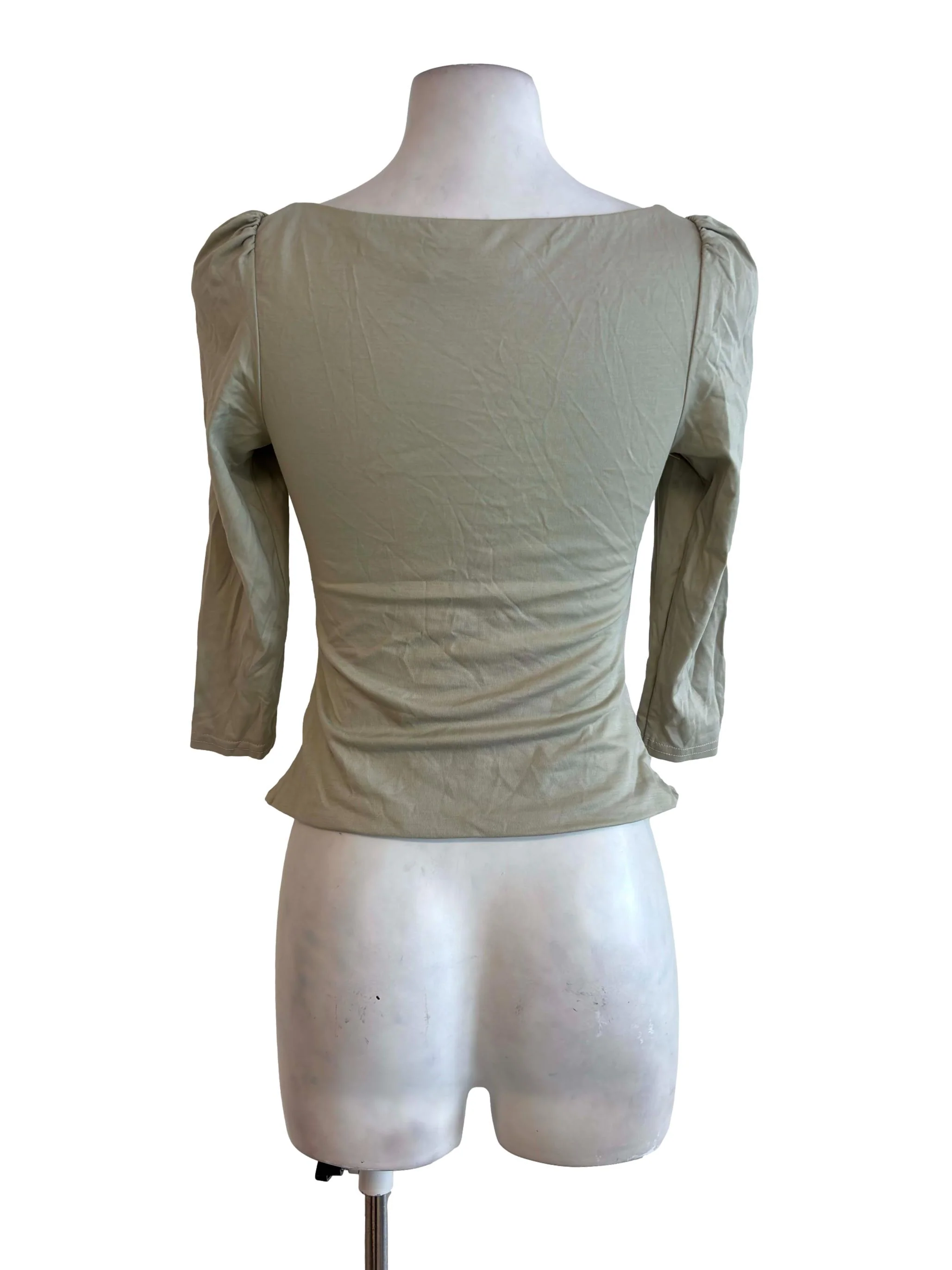 Sage Green Square Neck Scrunched Top - Image 2