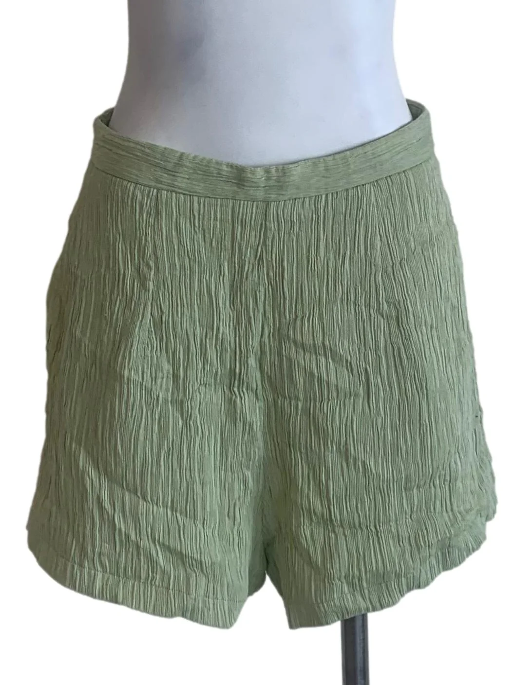 Sage Green Textured Shorts