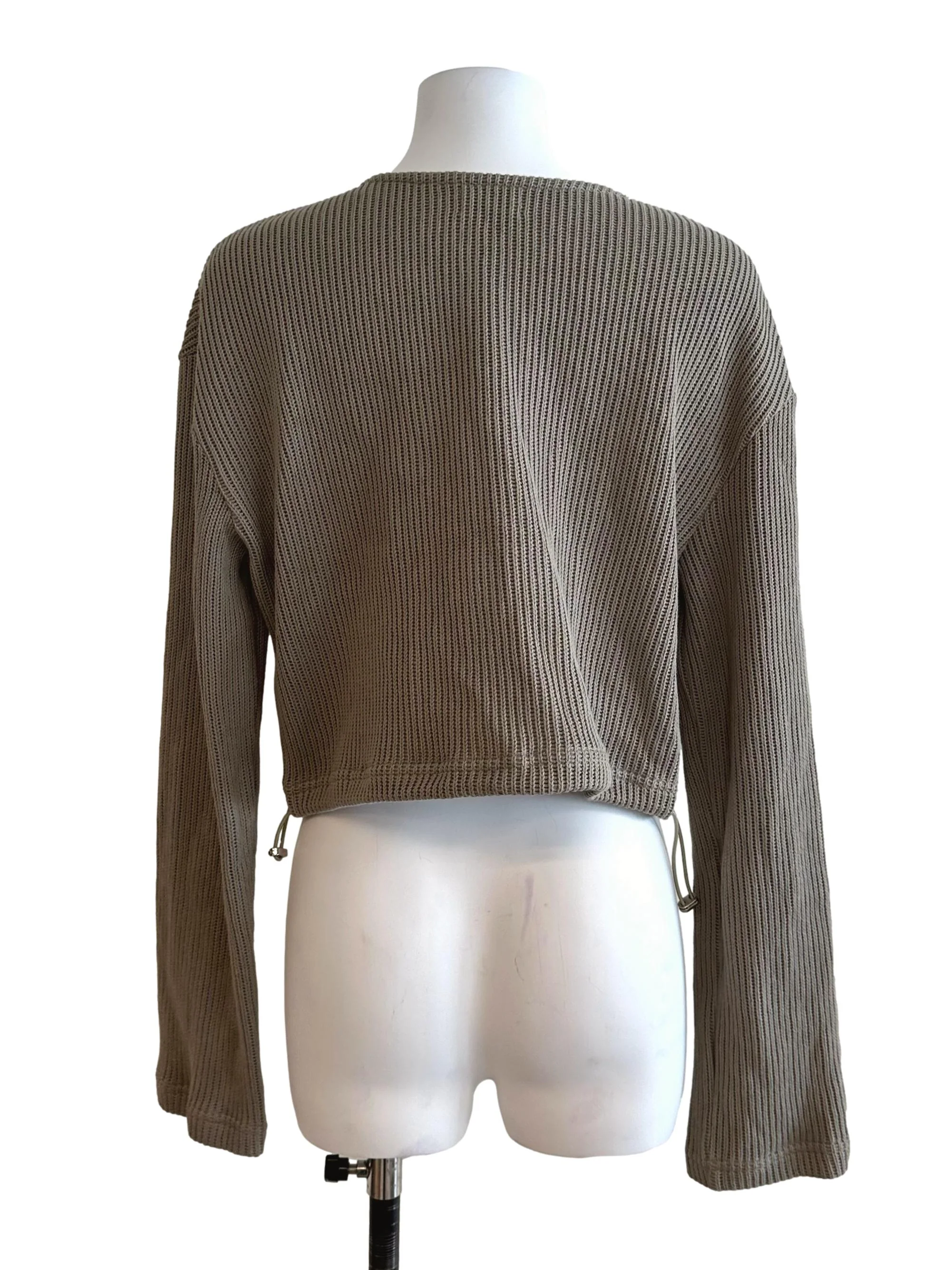 Sage Green V Neck Knit Top TCL - Image 2