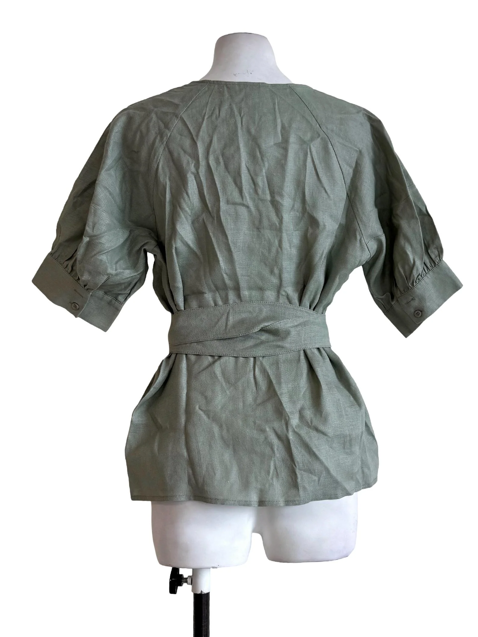 Sage Green V Neck Wrap Top - Image 2
