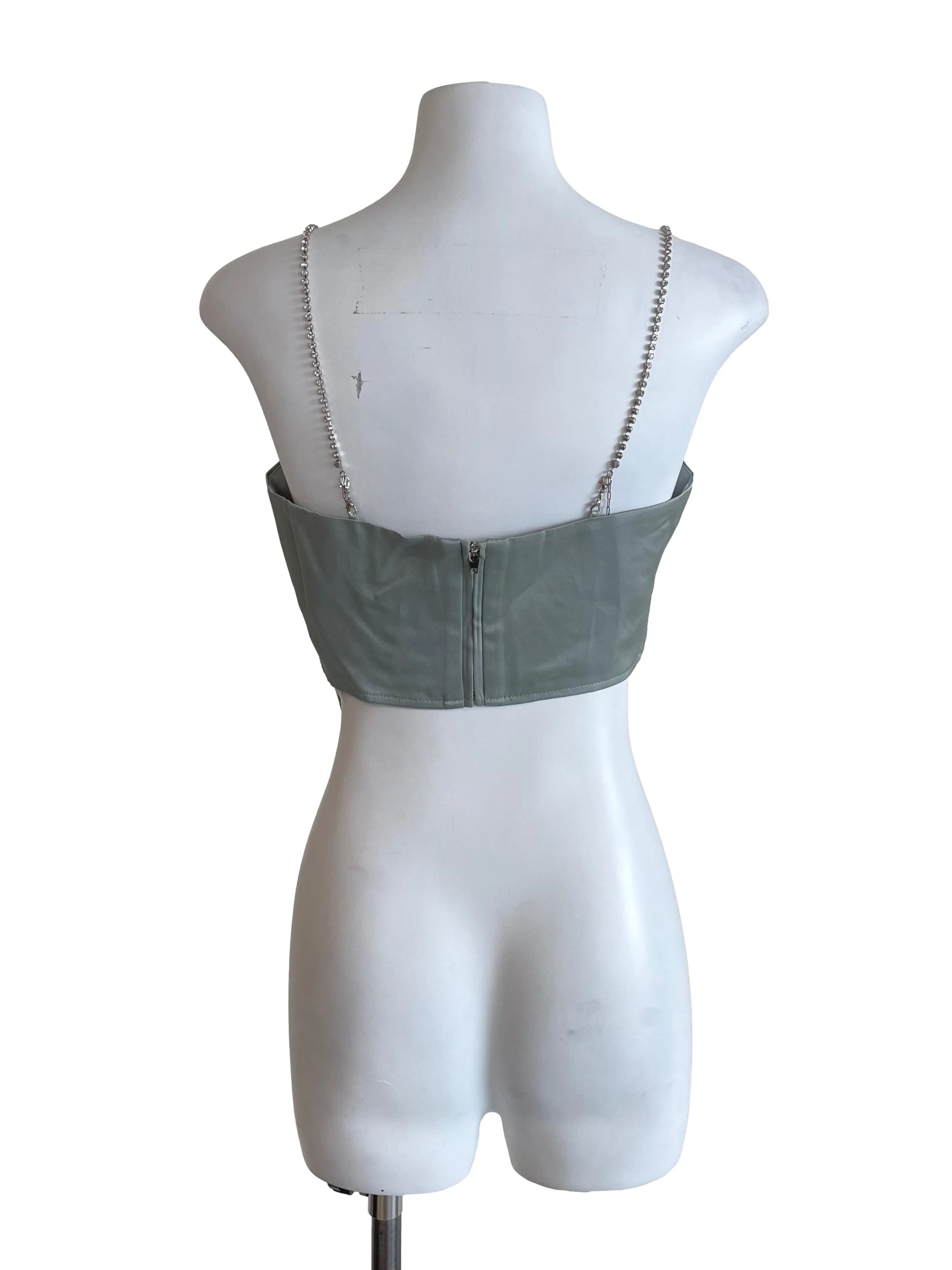 Sage Rhinestone Strap Tube Top - Image 2