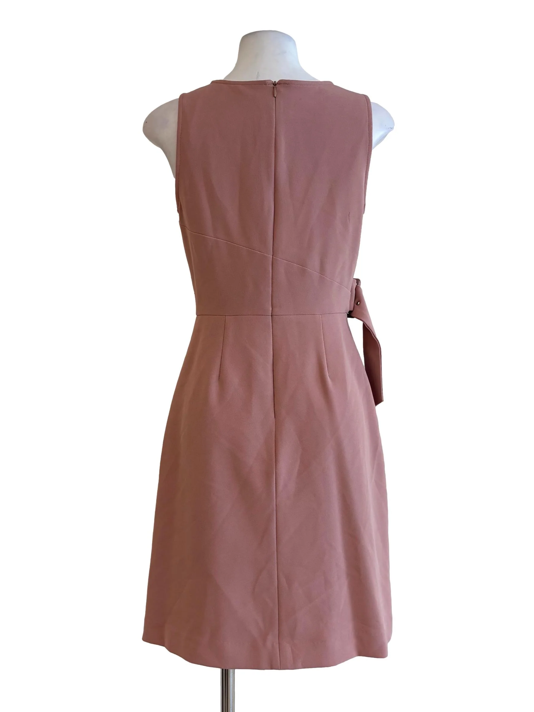 Salmon Pink Maroon Side Sleeveless A-Line Dress - Image 2