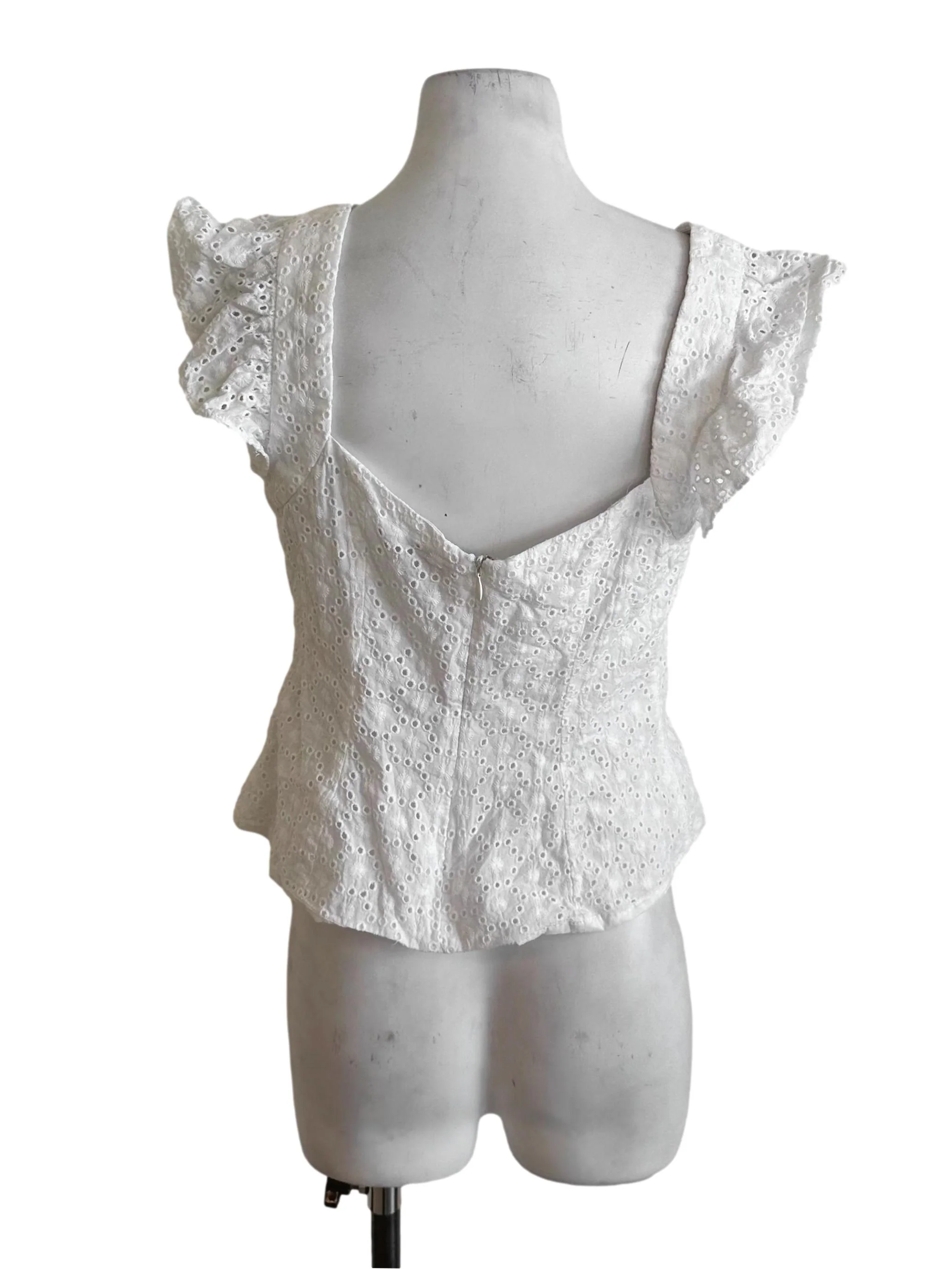 Salt White Square Neck Eyelet Embroidery Top LB - Image 2