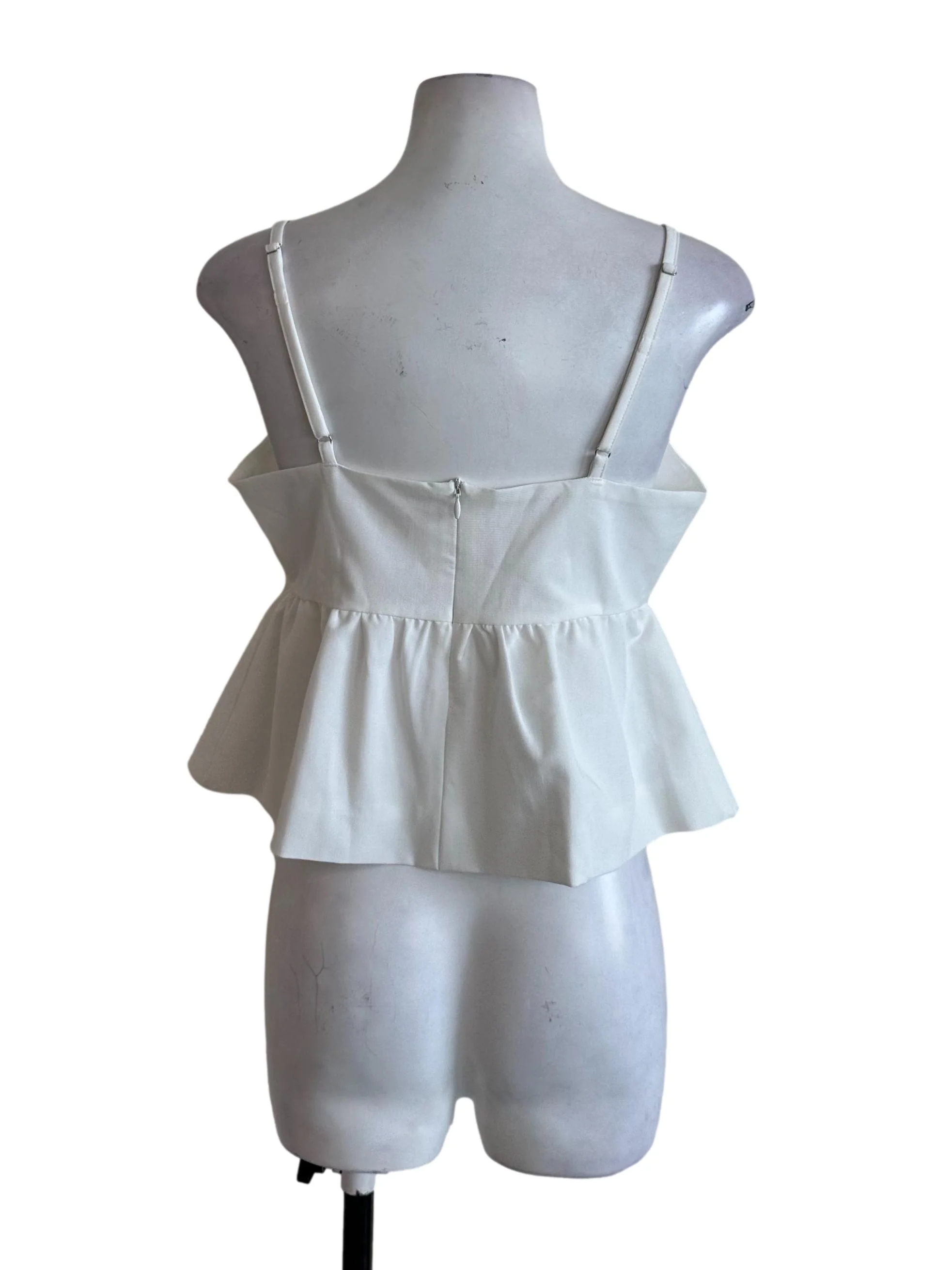 Salt White V Neck Peplum Top - Image 2