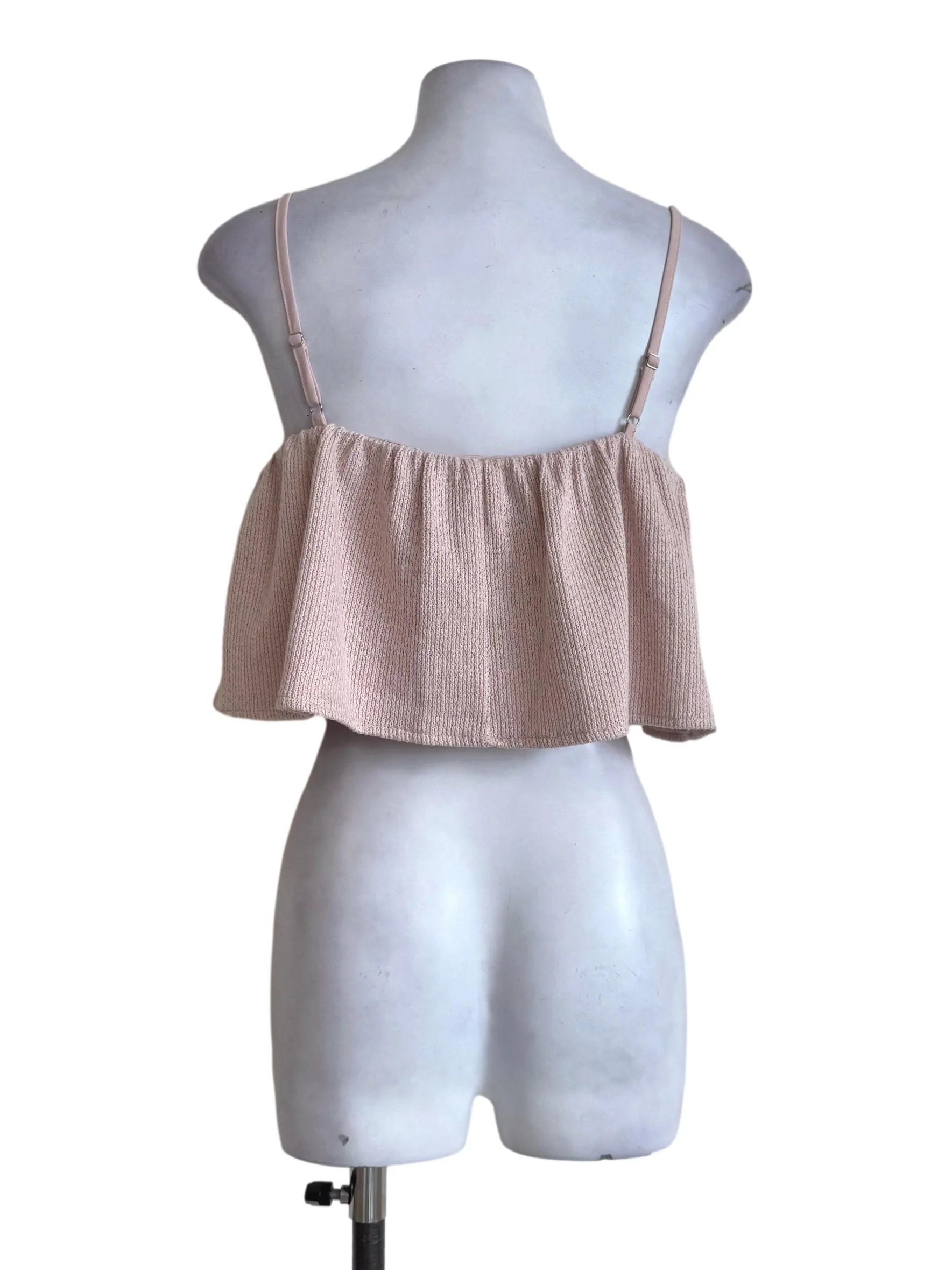 Sand Beige Knitted Crop Top - Image 2