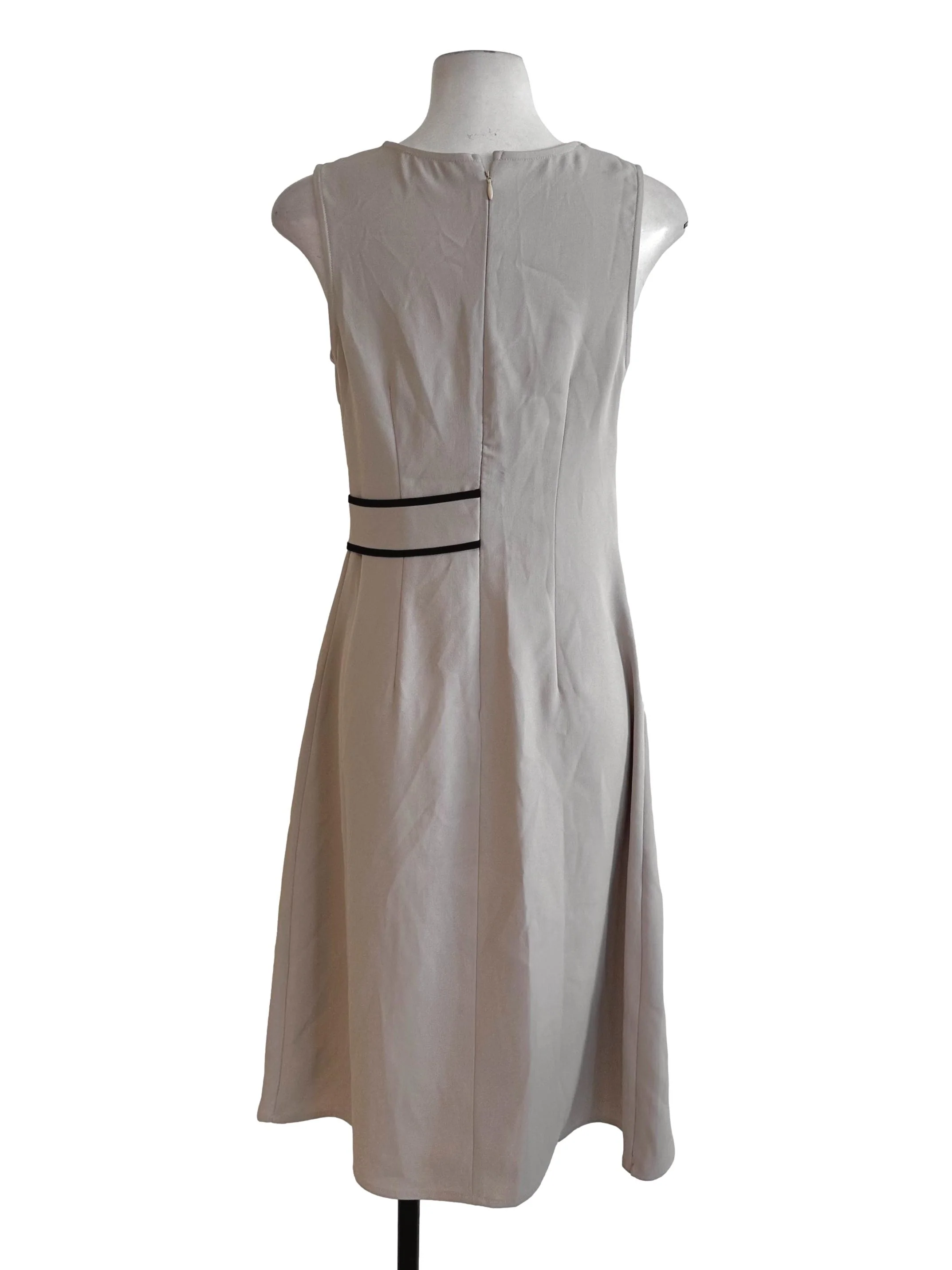Sand Beige V Neck Sheath Dress LB - Image 2