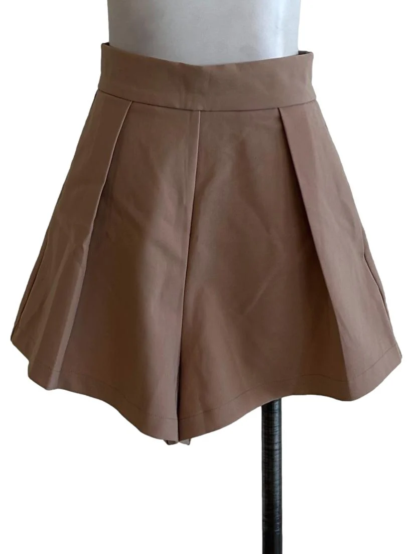 Sand Brown Pleated Short