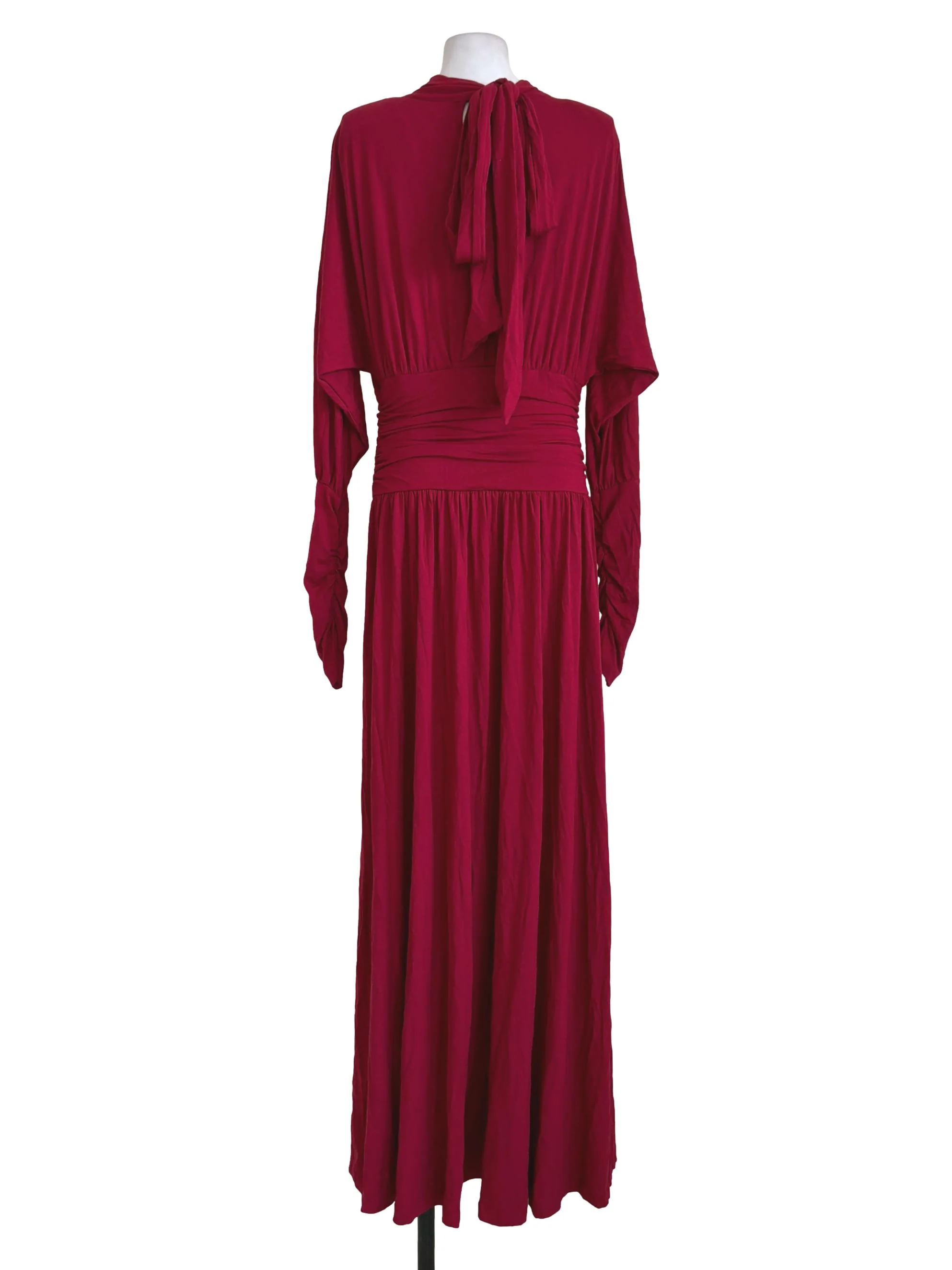 Sangria Red Cinched Waist Batwing Dress - Image 2