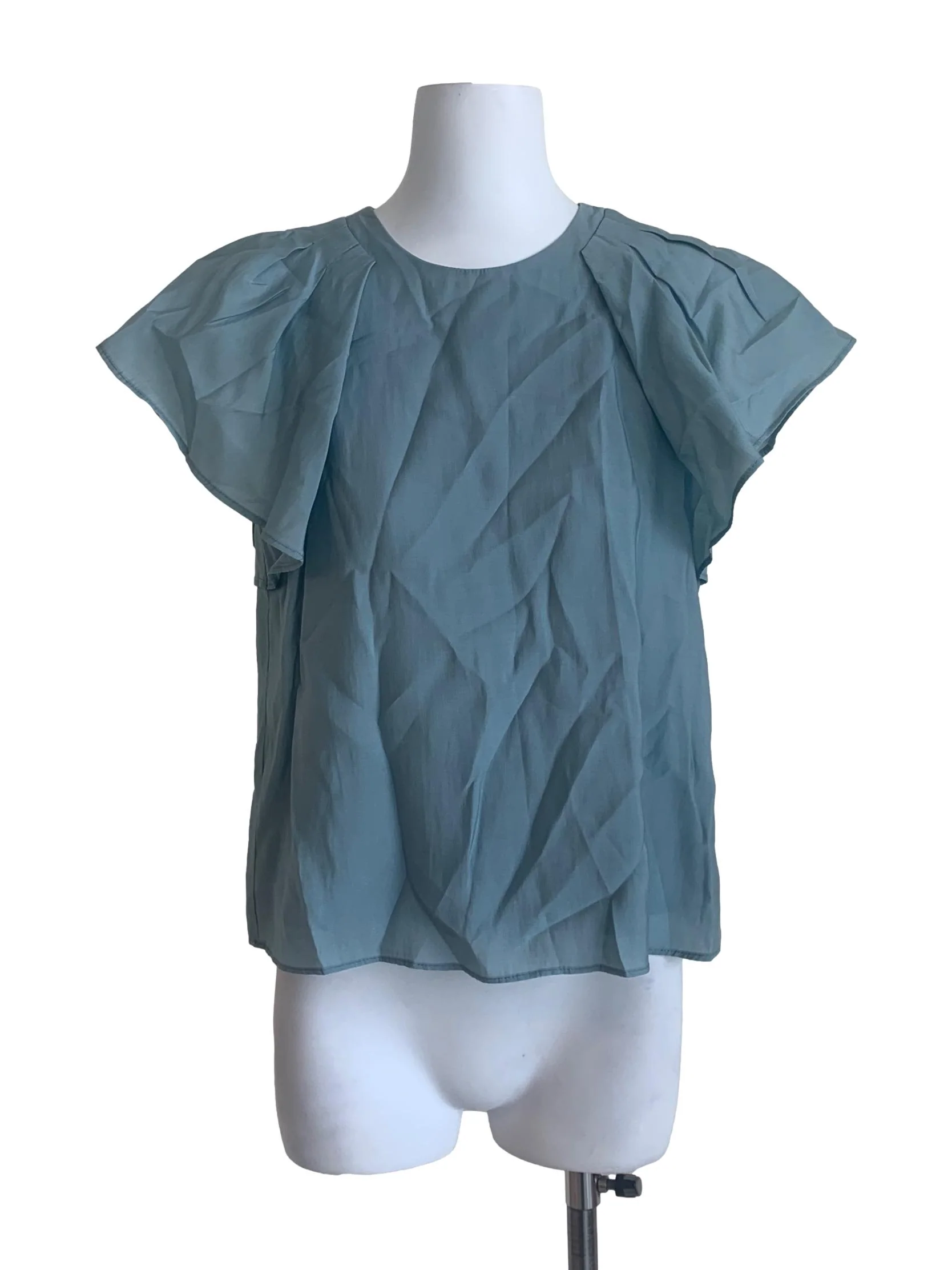 Sapphire Blue Circular-Cap Sleeves Top