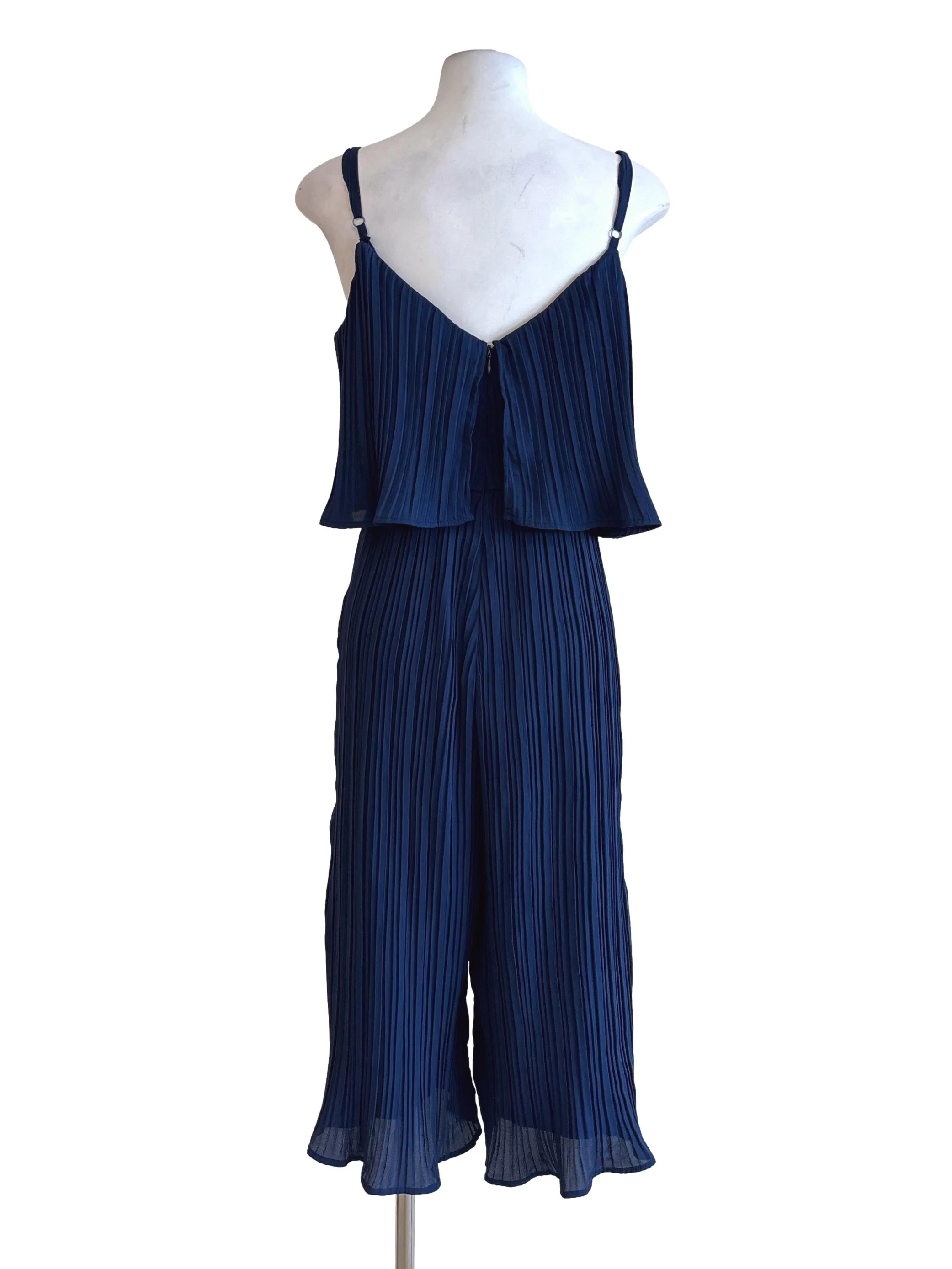Sapphire Blue Pleated Drape Jumpsuit - Image 2