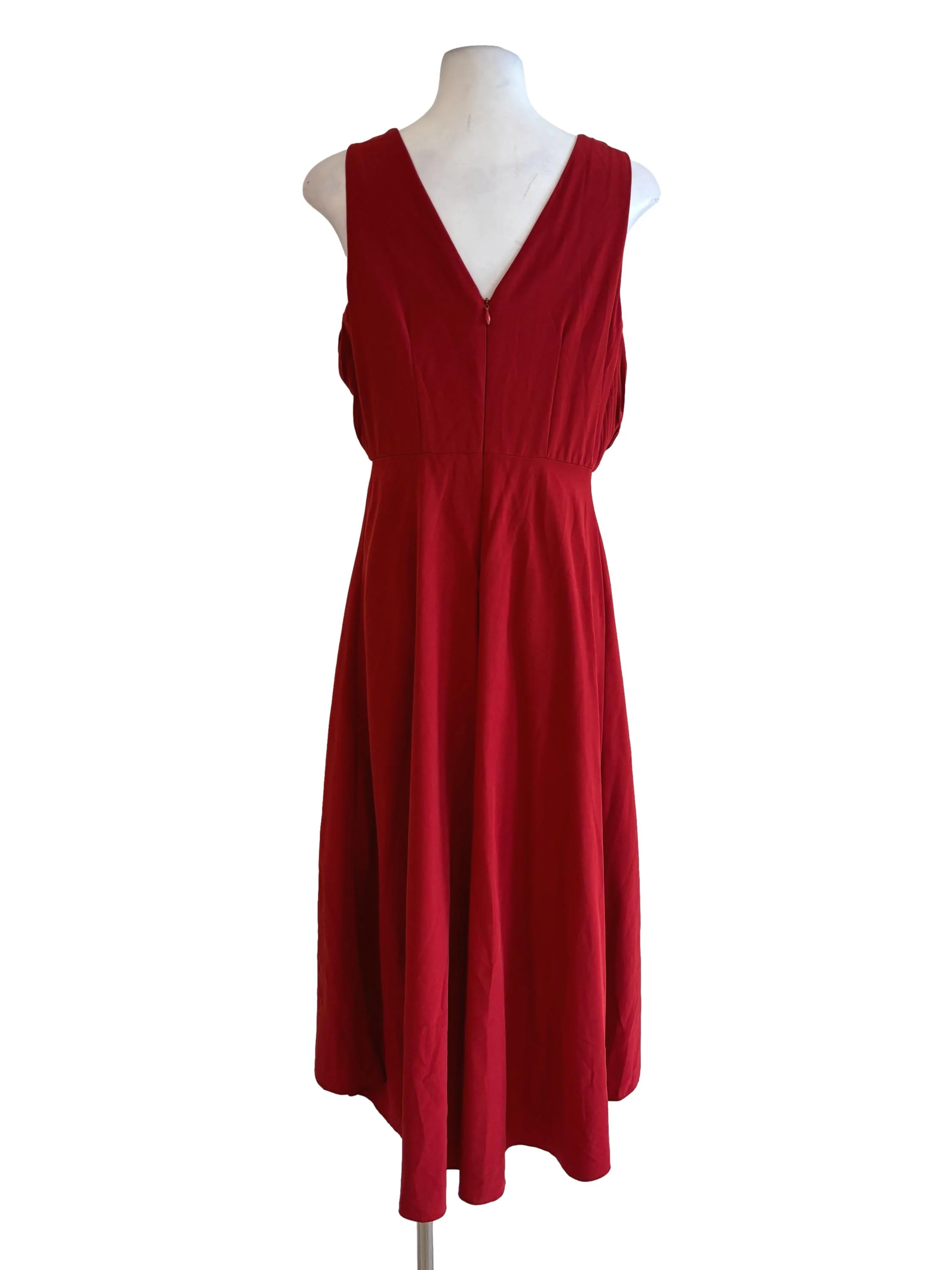 Scarlet Pleated V-Neck A-Line Dress - Image 2
