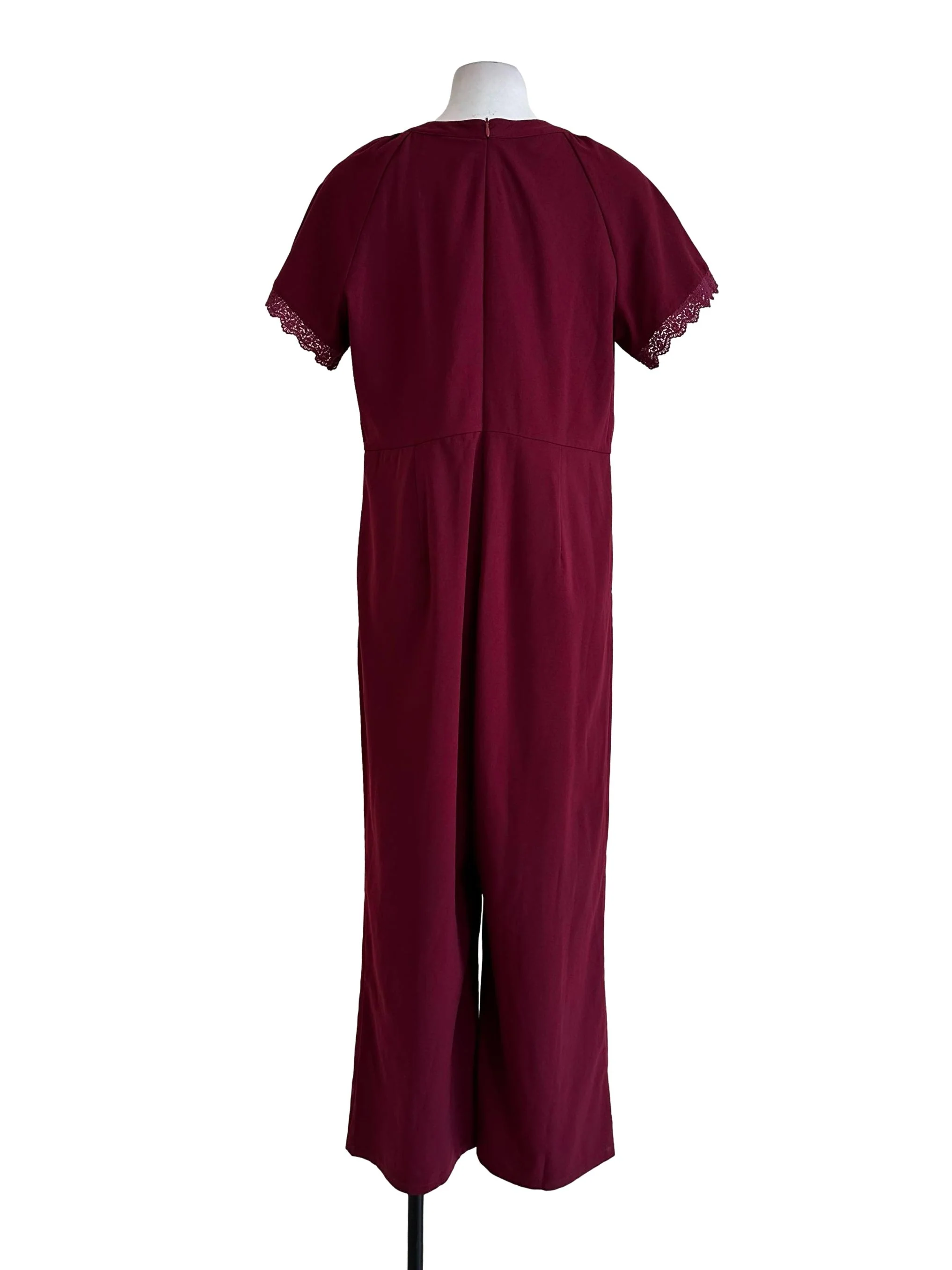 Scarlet Red Embroidered Sleeves Jumpsuit - Image 2