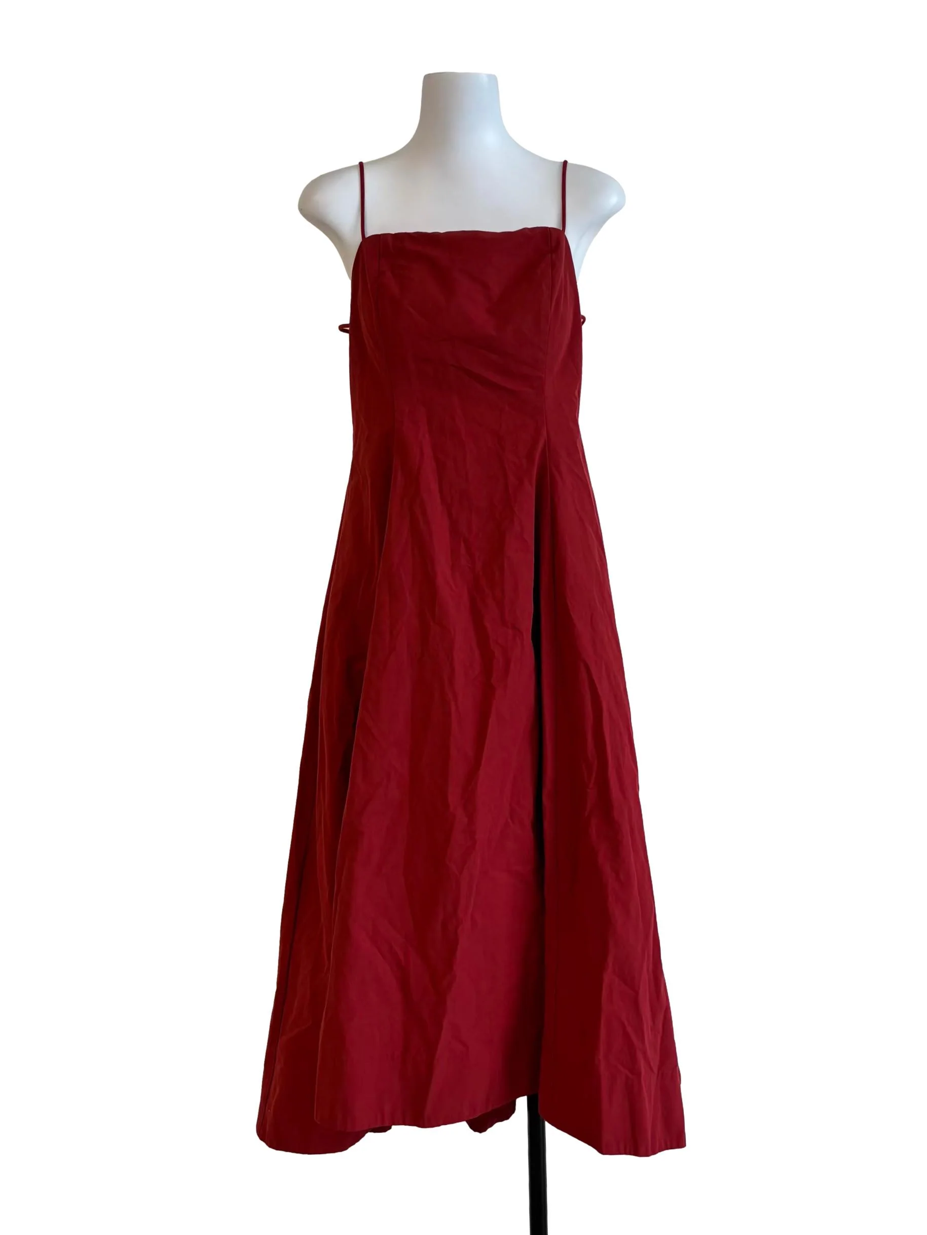 Scarlet Red Spaghetti Strap Cotton Dress
