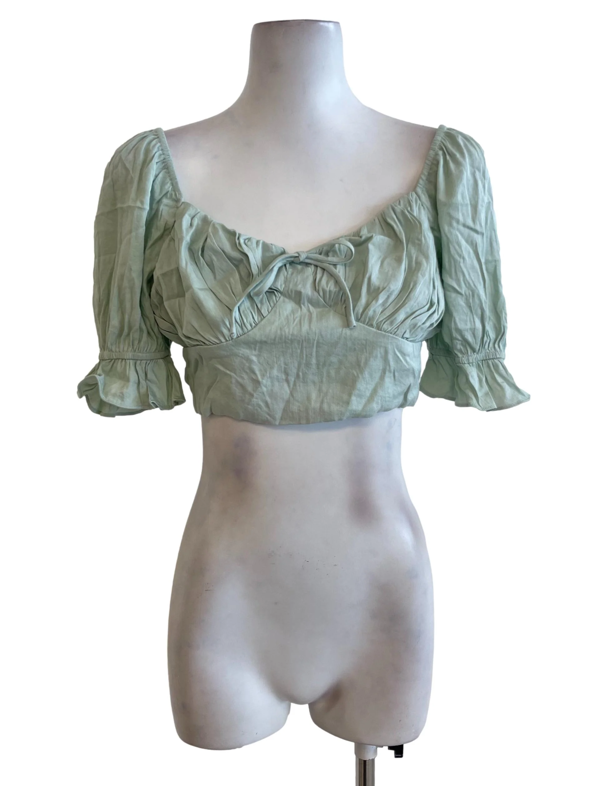 Sea Green Peasant Crop Top