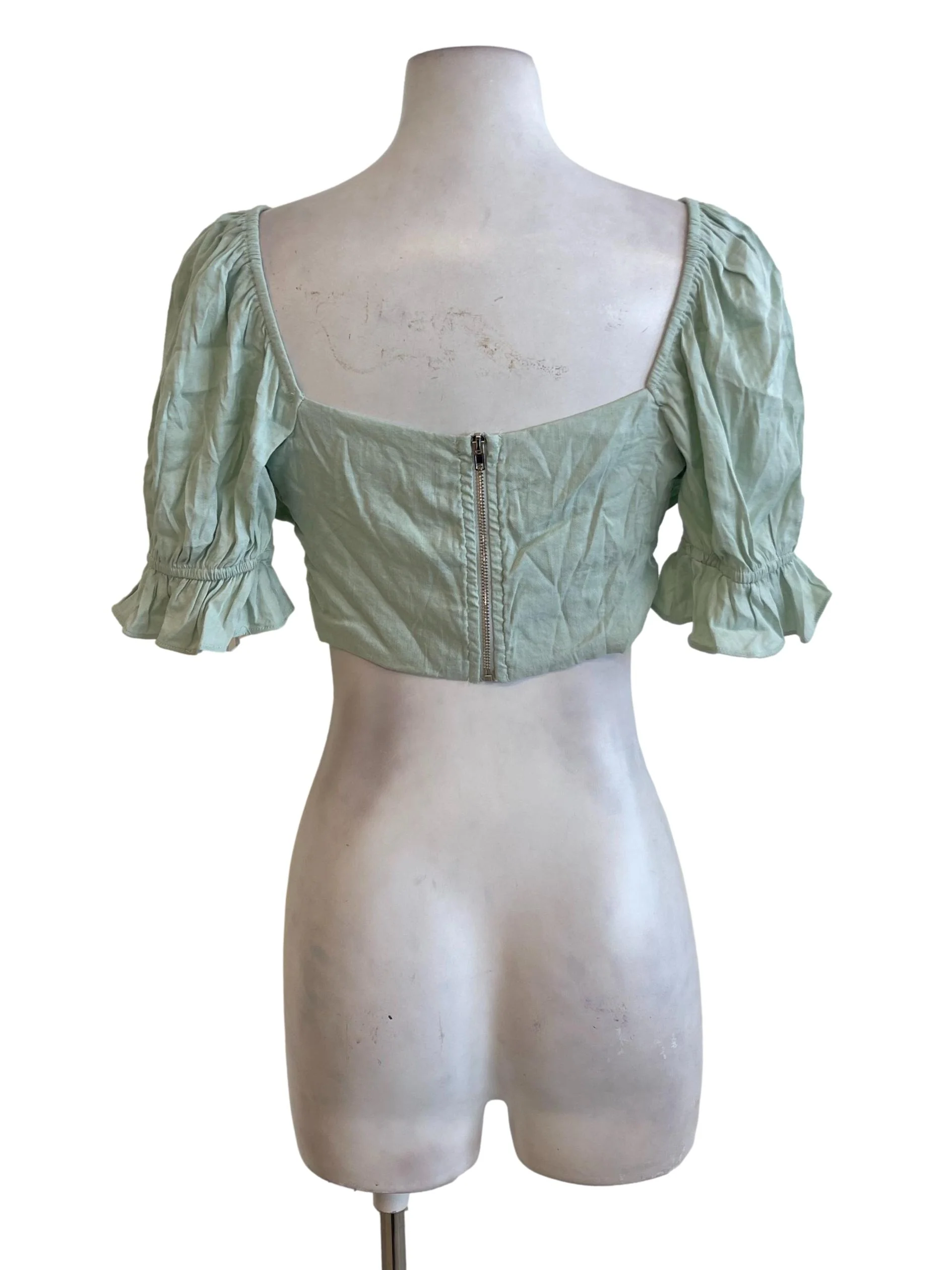 Sea Green Peasant Crop Top - Image 2