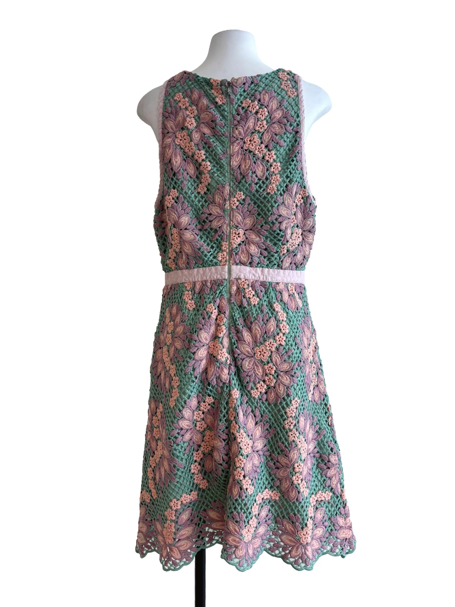 Seafoam Green Pink Sleeveless A-Line Dress - Image 2