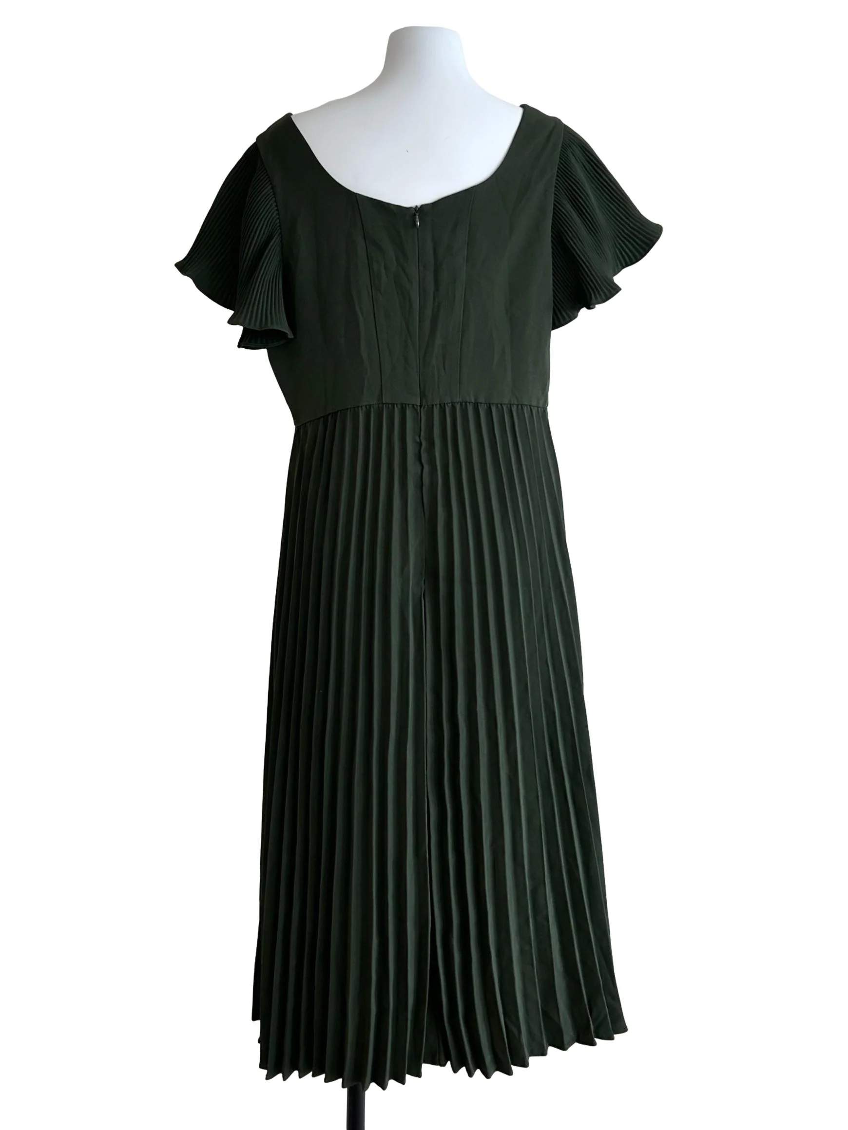 Seaweed Green Pleated Dress - Image 2