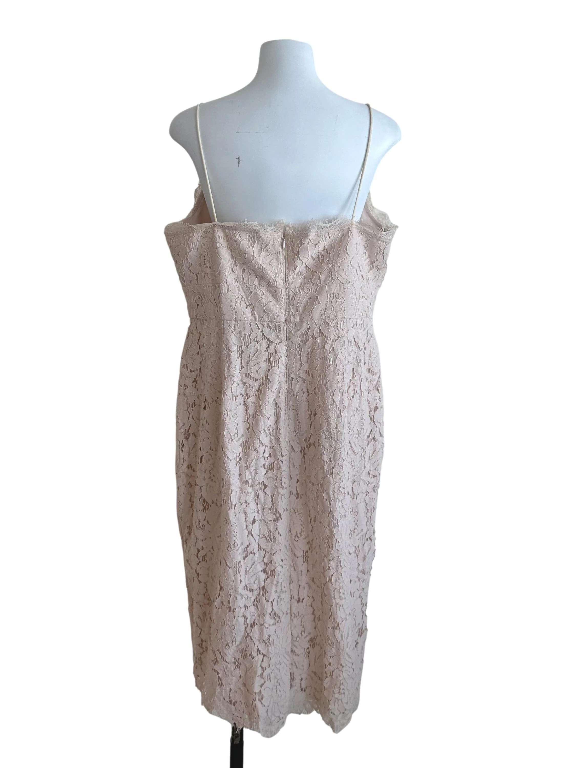 Sepia Beige Lace V Neck Sheath Dress - Image 2