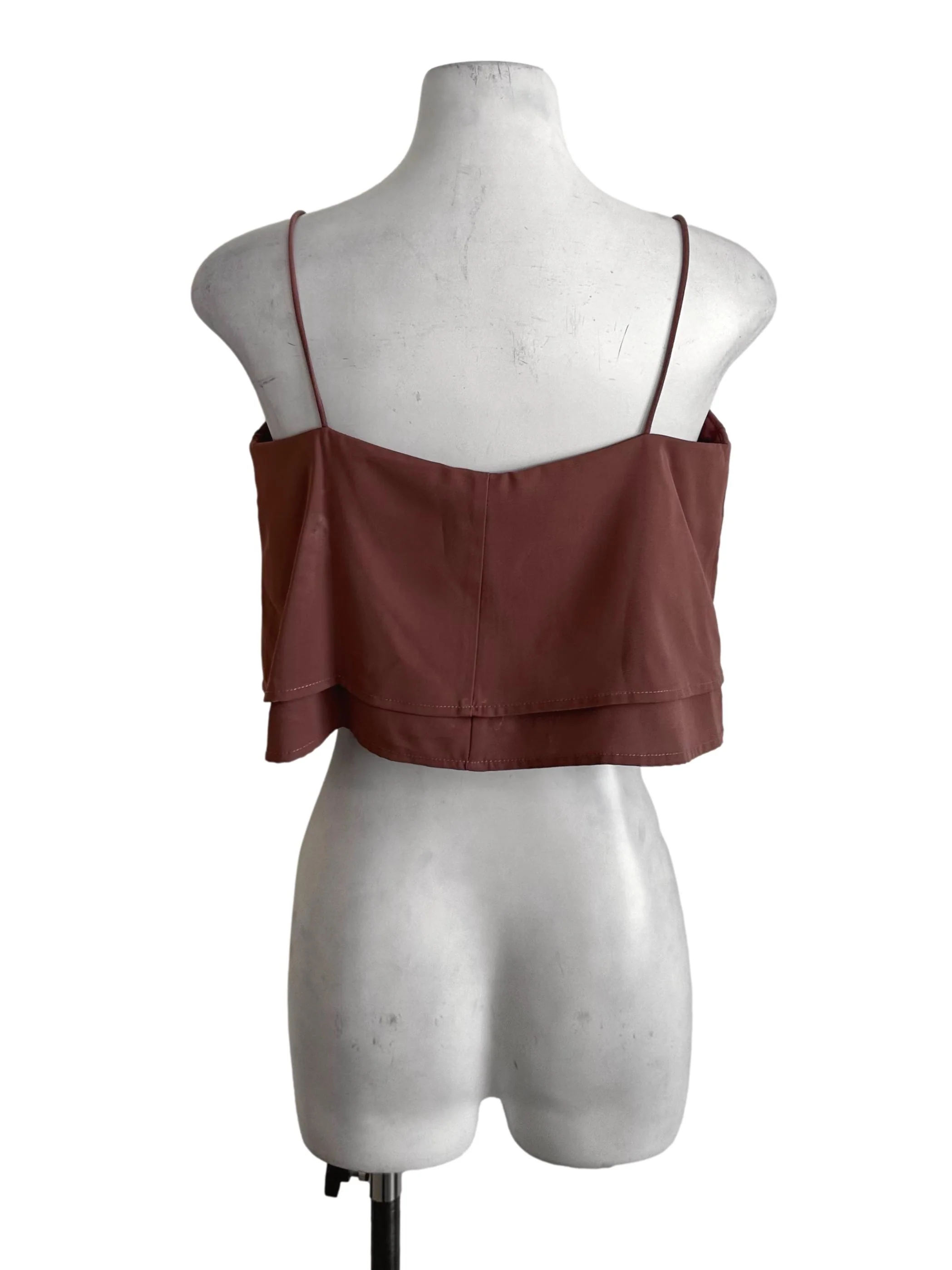 Sepia Brown Layered Spaghetti Strap Top - Image 2