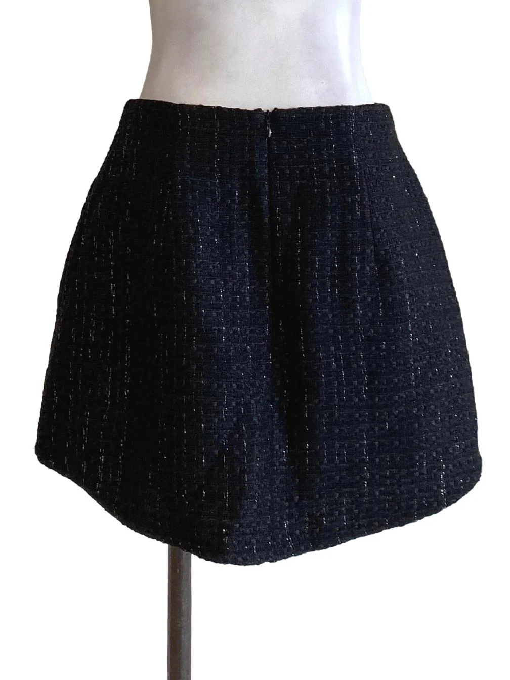 Shadow Black Boucle Mini Tweed A-Line Skirt - Image 2