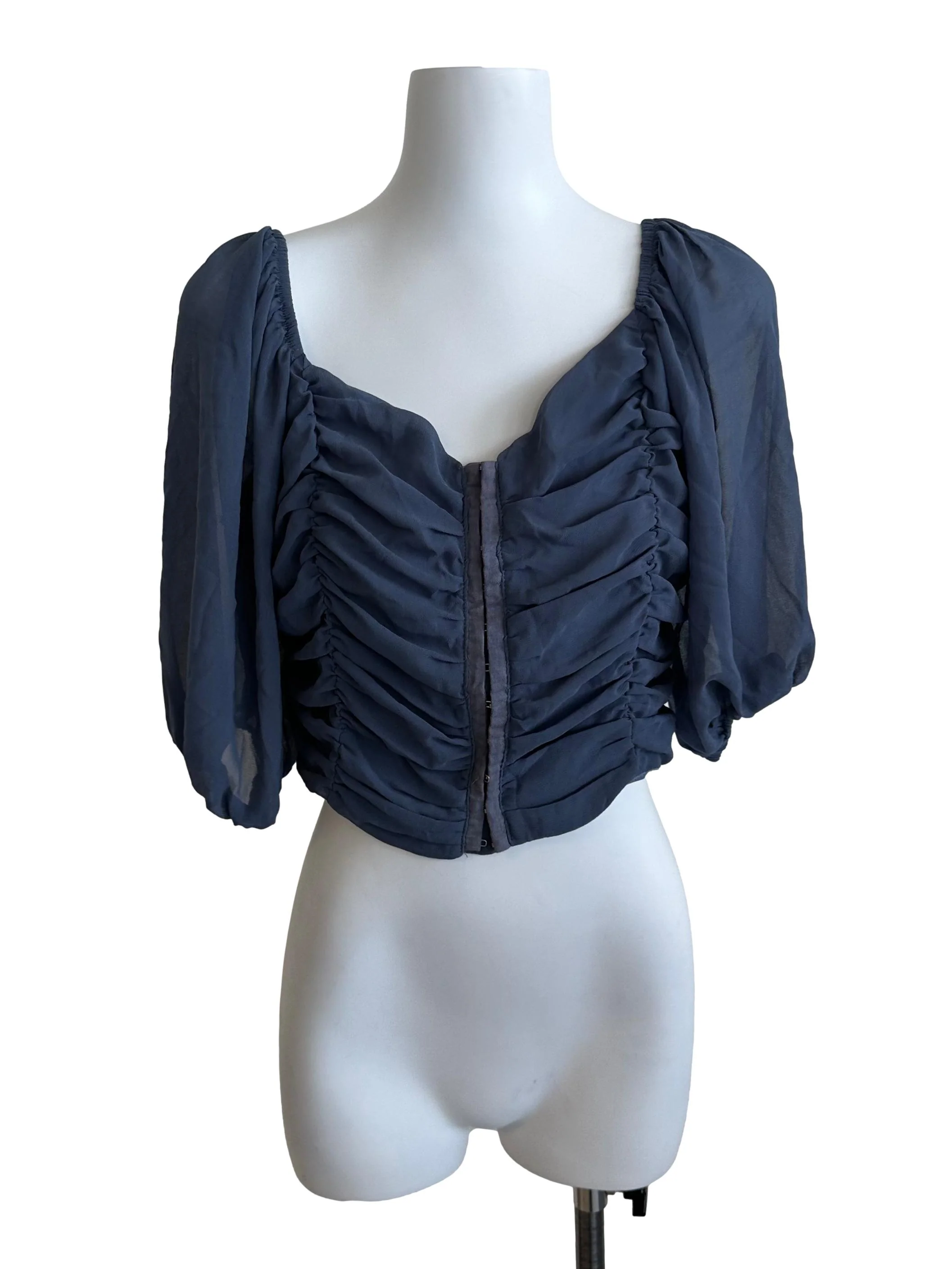 Shadow Grey Drape Ruched Blouse