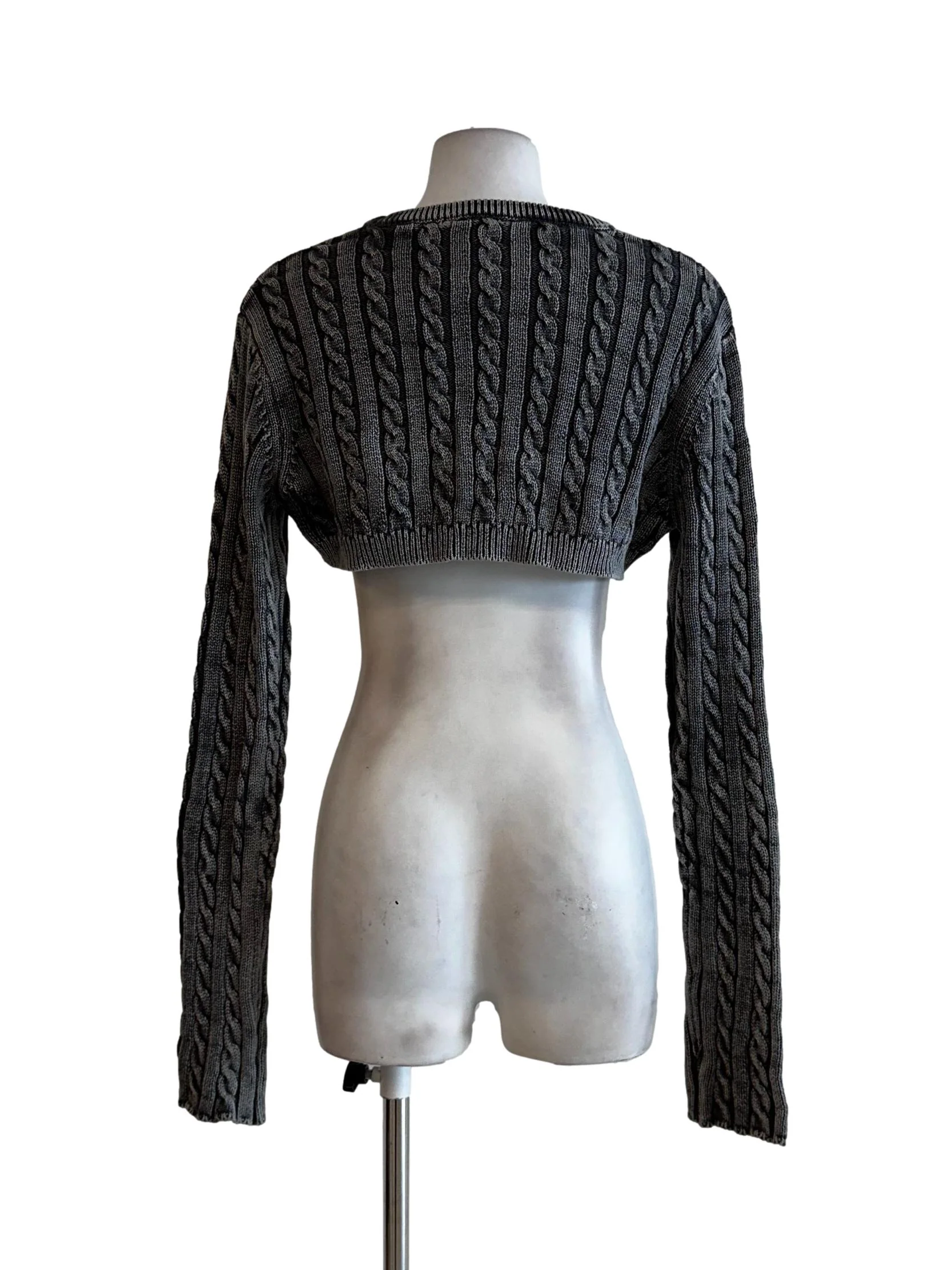 Shadow Grey Knit Cropped Top - Image 2
