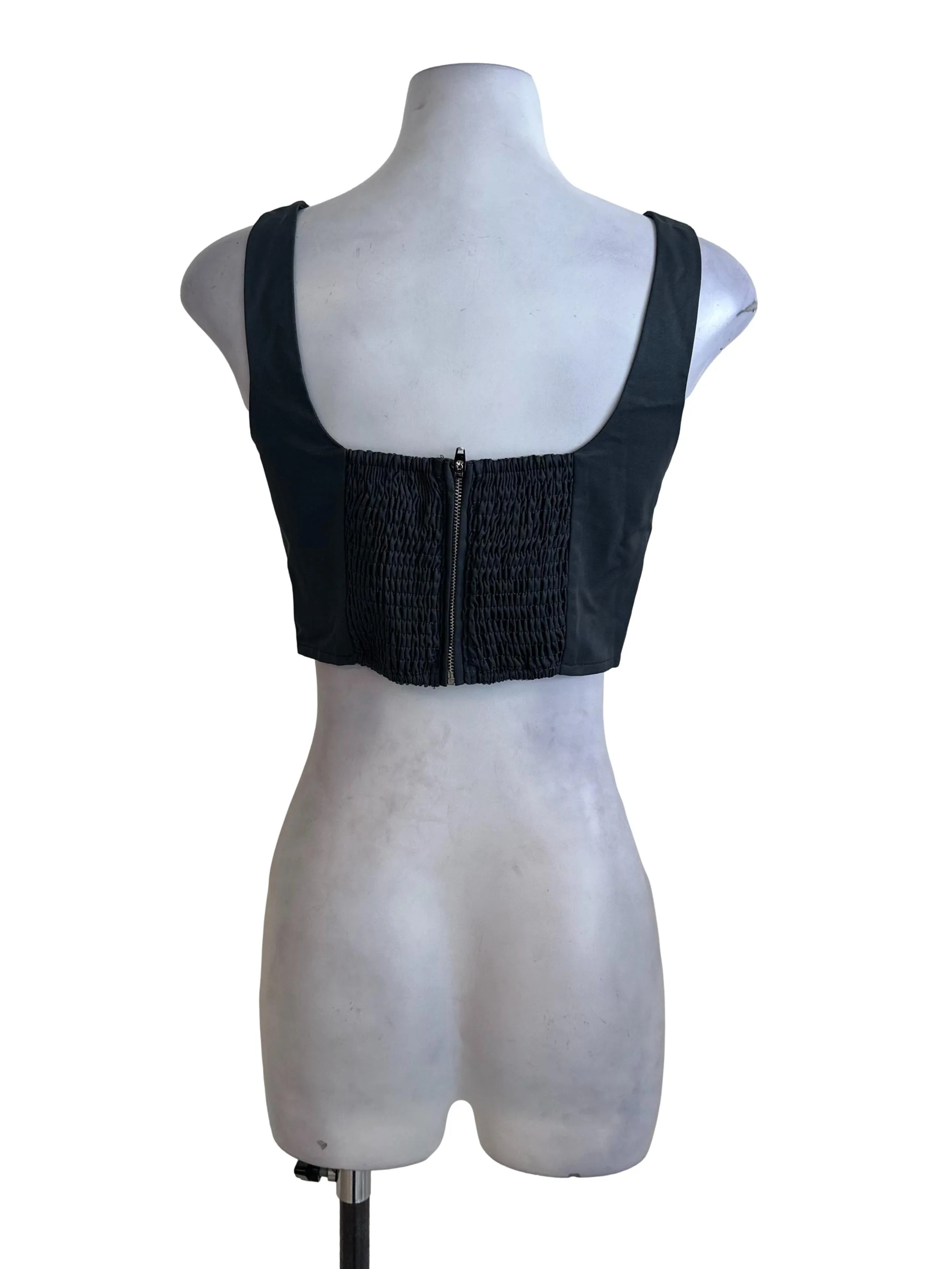 Shadow Grey Square Neck Crop Top - Image 2