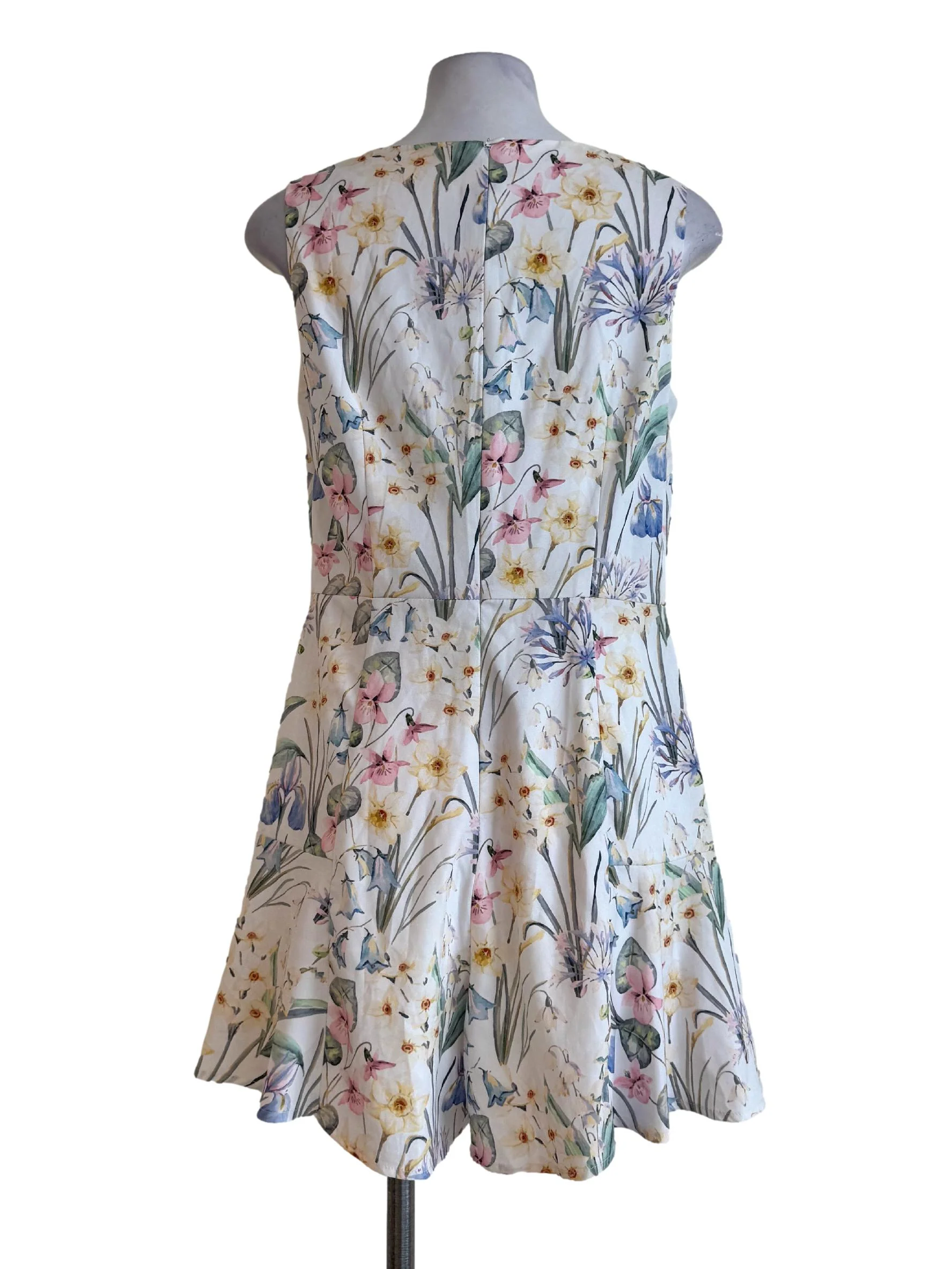 Shell White With Pastel Floral Prints A-Line Romper - Image 2